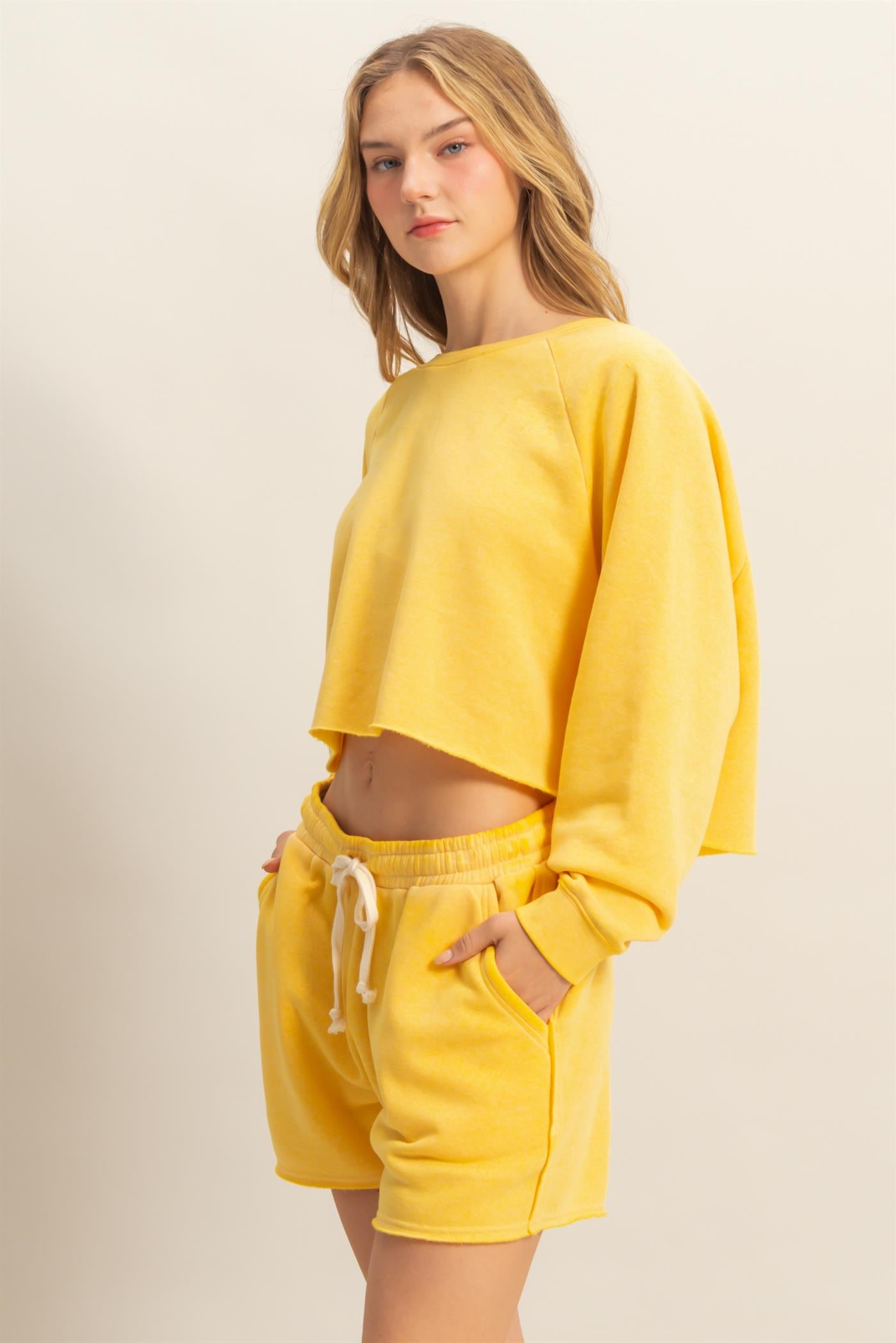 Wholesale Laid Back Crop Sweatshirt Sweatshirts DZ25C445 SUNFLOWER DOUBLE ZERO