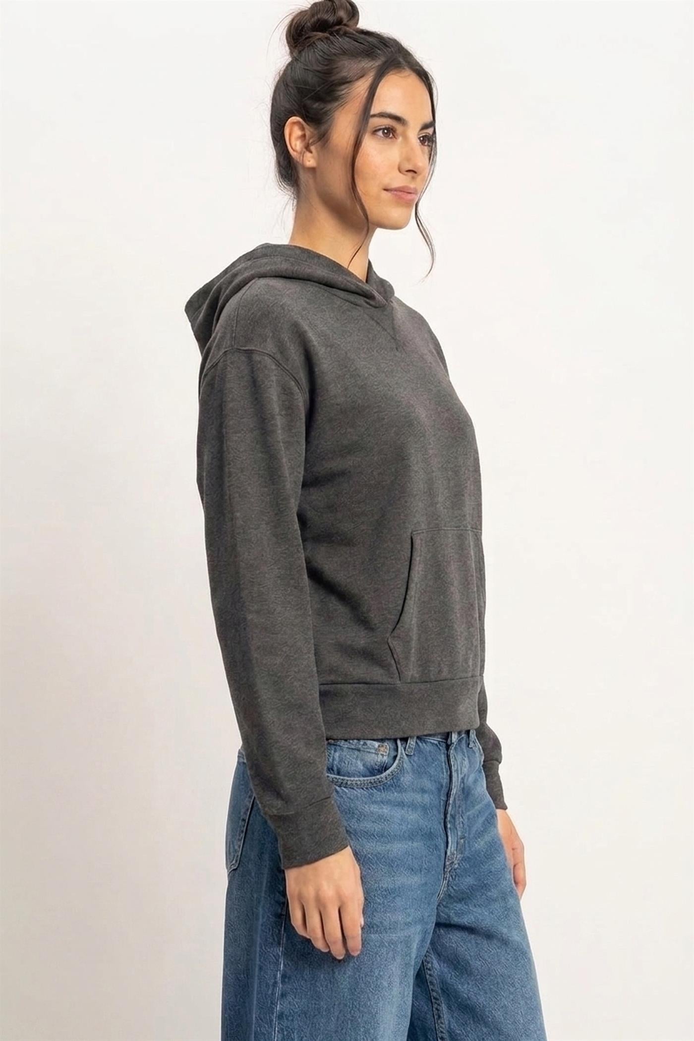 Wholesale Long Sleeve Hoodie With Kangaroo Pocket Hoodies DZ26F276 BLACK DOUBLE ZERO