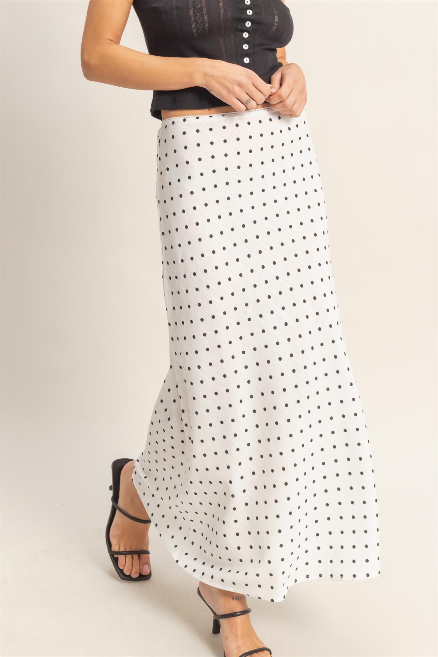 Wholesale Polka Dot A-Line Skirt Skirts HF26E416-D WHITE HYFVE