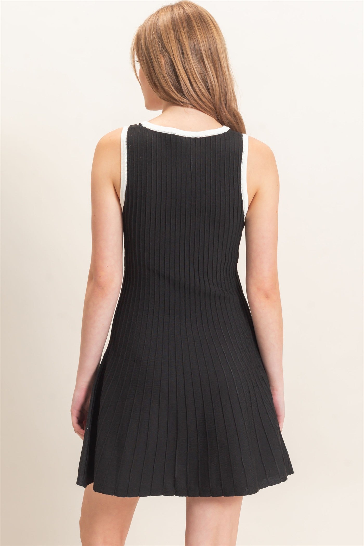 Wholesale Ribbed Square Neck Mini Dress Dresses HF26F213 BLACK HYFVE