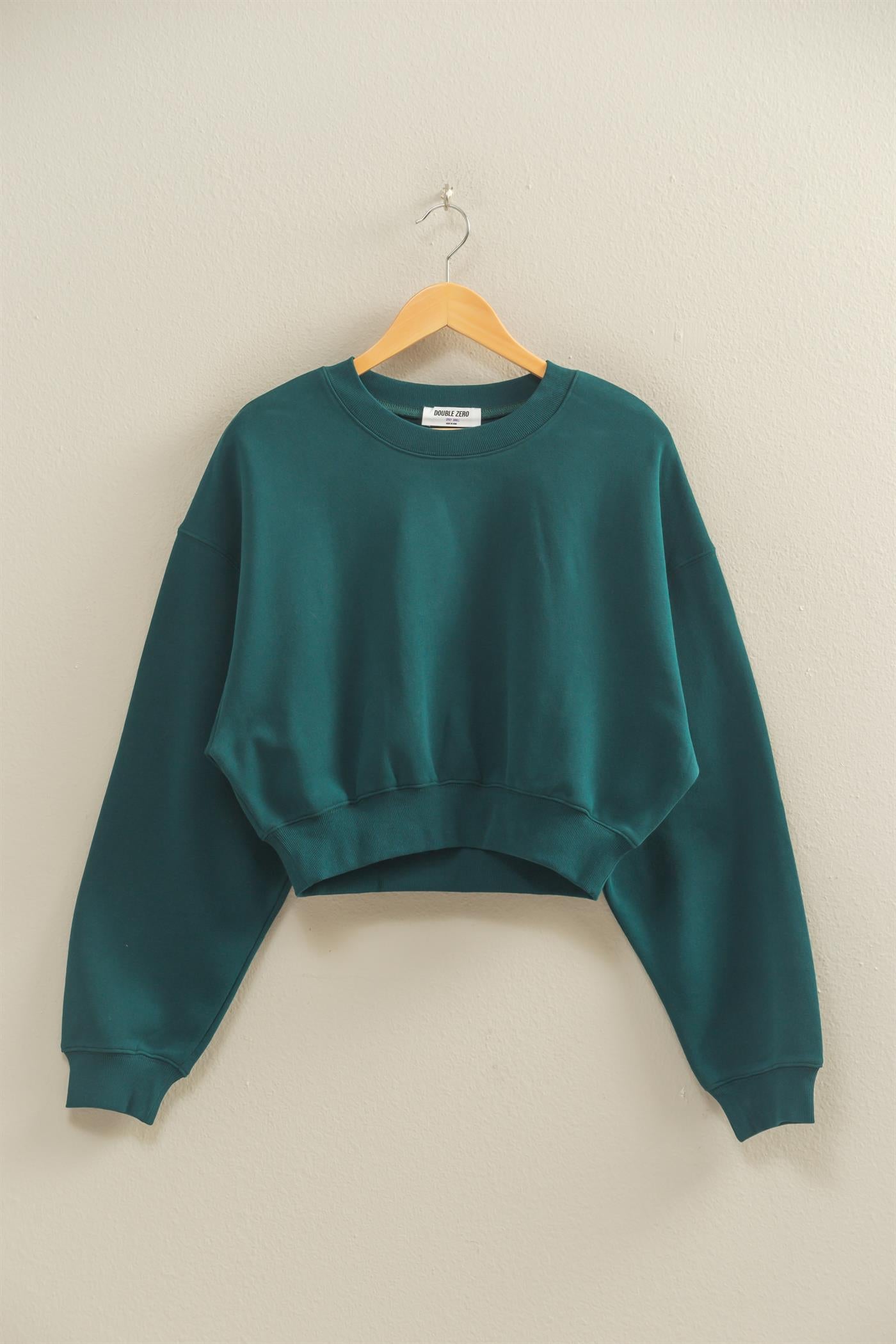 Wholesale Everyday Long Sleeve Cropped Sweatshirt Sweatshirts DZ25E415 DEEP GREEN DOUBLE ZERO