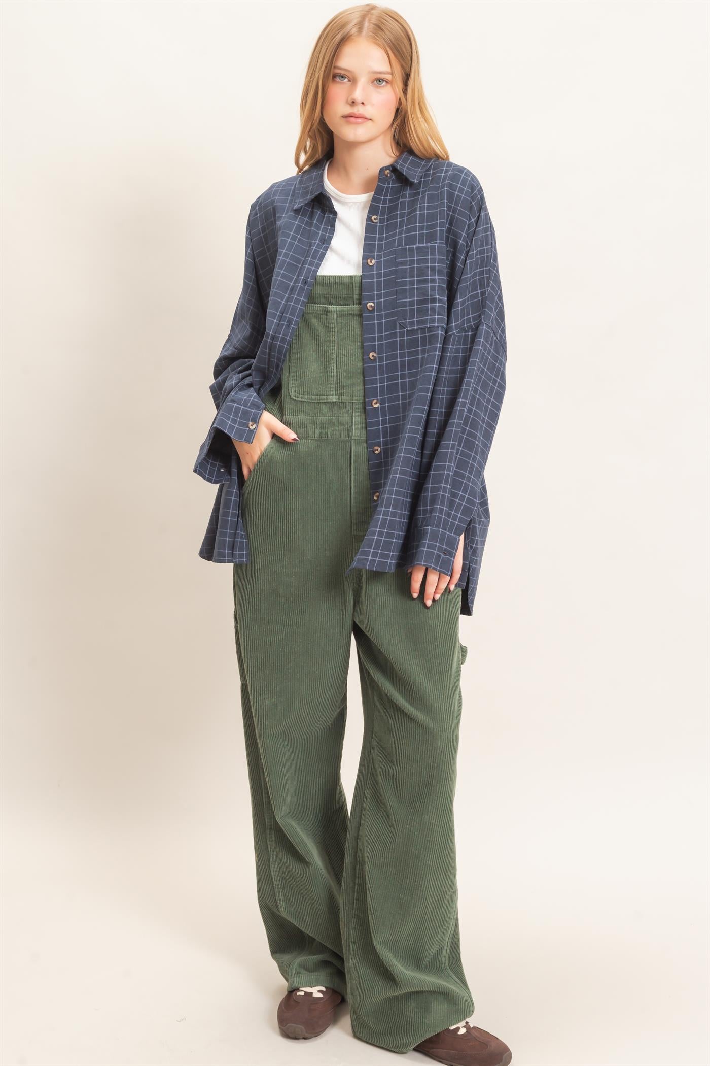 Wholesale Plaid Button-Up Shirt Shirts HF26E734 NAVY HYFVE