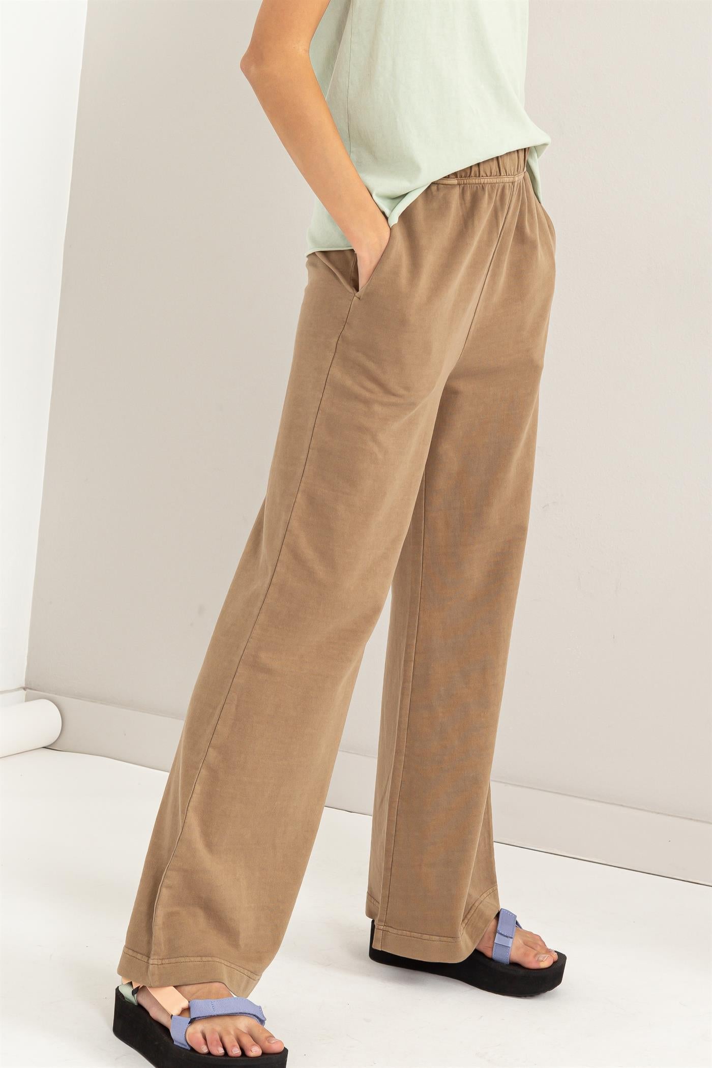 Wholesale High Waist Flare Pants Pants DZ24C346-D MOCHA BROWN DOUBLE ZERO
