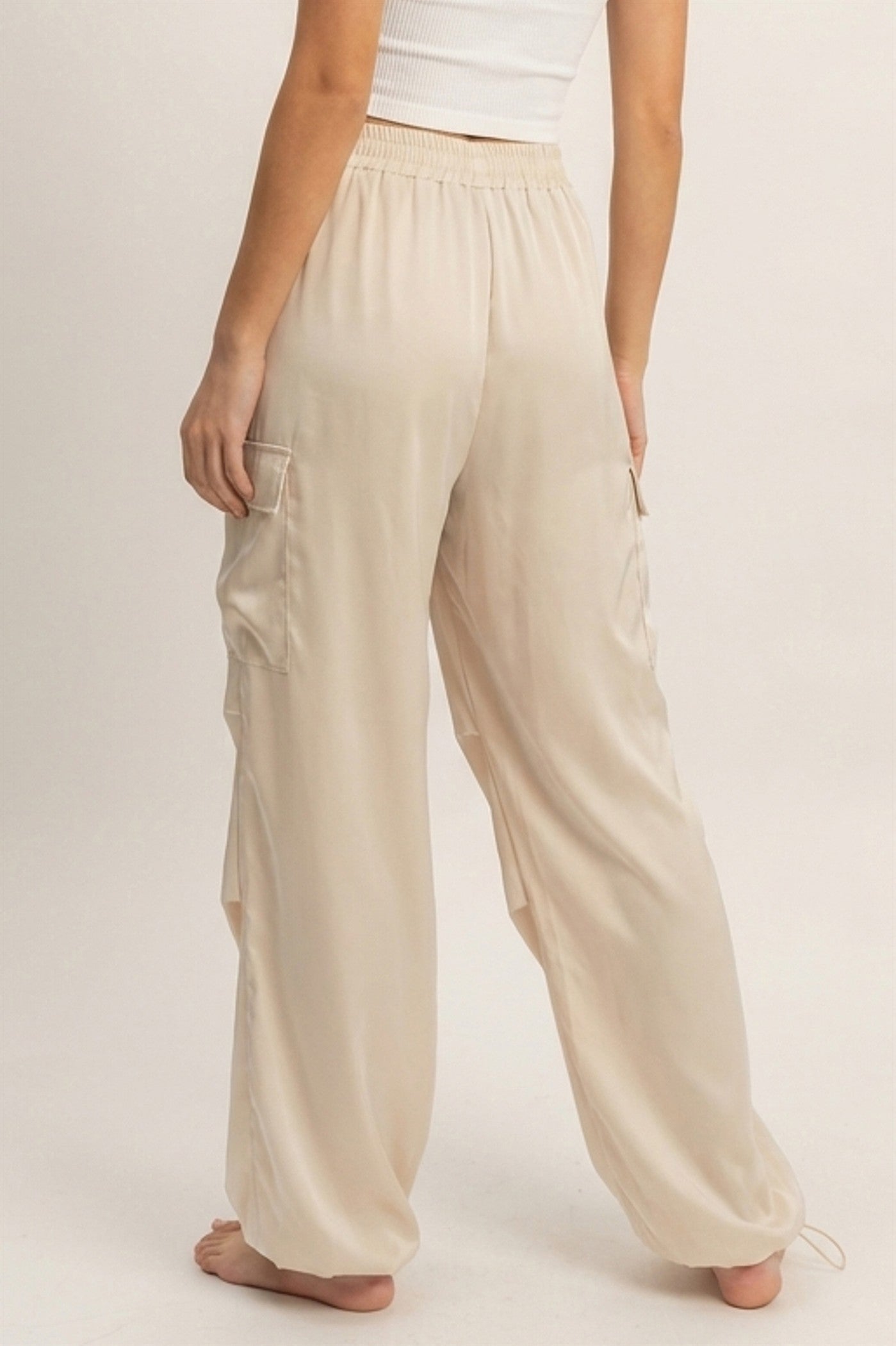 Wholesale Satin Cargo Pants Pants DZ24C052 ALPACA DOUBLE ZERO