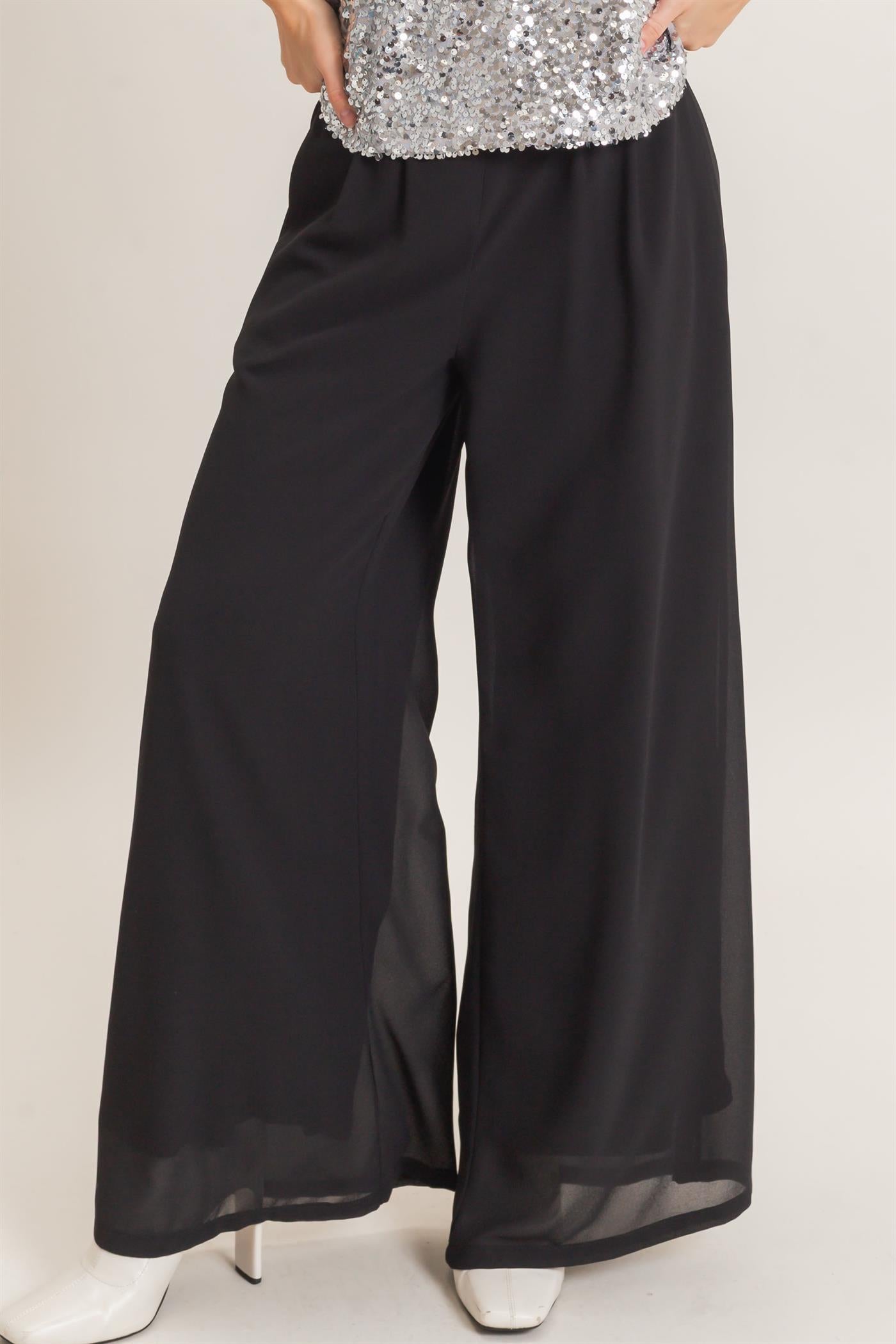 Wholesale Wide-Leg High Waist Pants Pants HF26F068-D BLACK HYFVE
