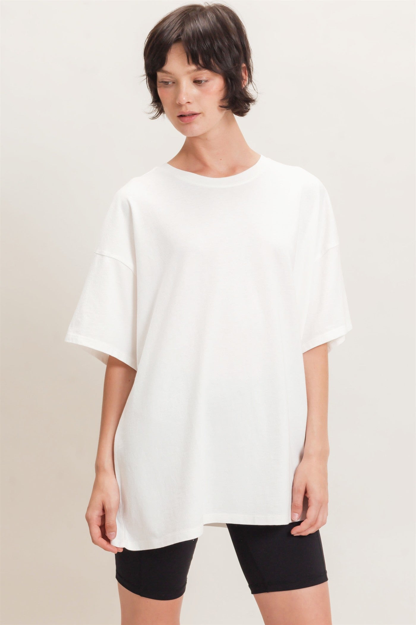 Wholesale Mineral Wash Oversized Crew Neck T-Shirts Clothing Tops DZ26C961 OFF WHITE DOUBLE ZERO