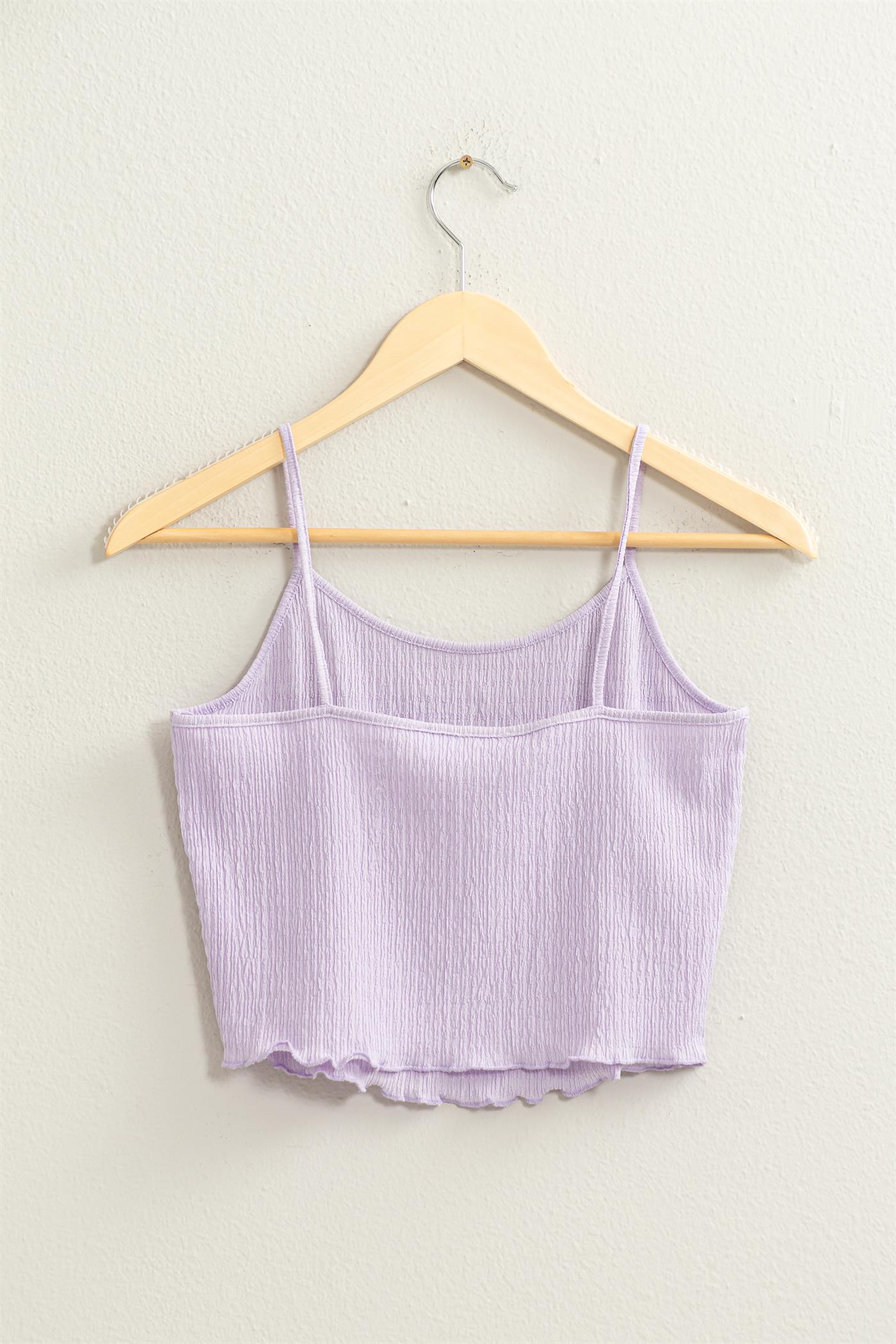 Wholesale Crop Cami Top Clothing Tops DZ24C836 LAVENDER DOUBLE ZERO