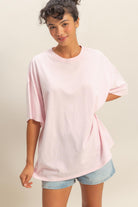Wholesale Oversized Mineral Wash T-Shirt T-Shirts DZ26A031 SOFT PINK DOUBLE ZERO