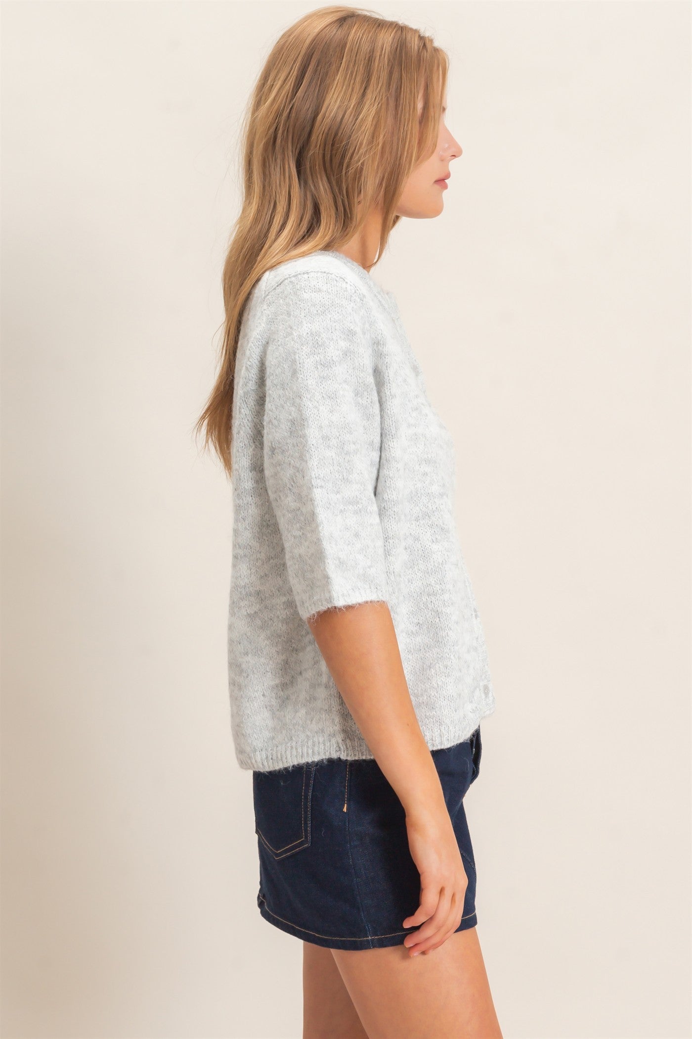 Wholesale Button-Up Cardigan Cardigans HF26E228 HEATHER GRAY HYFVE