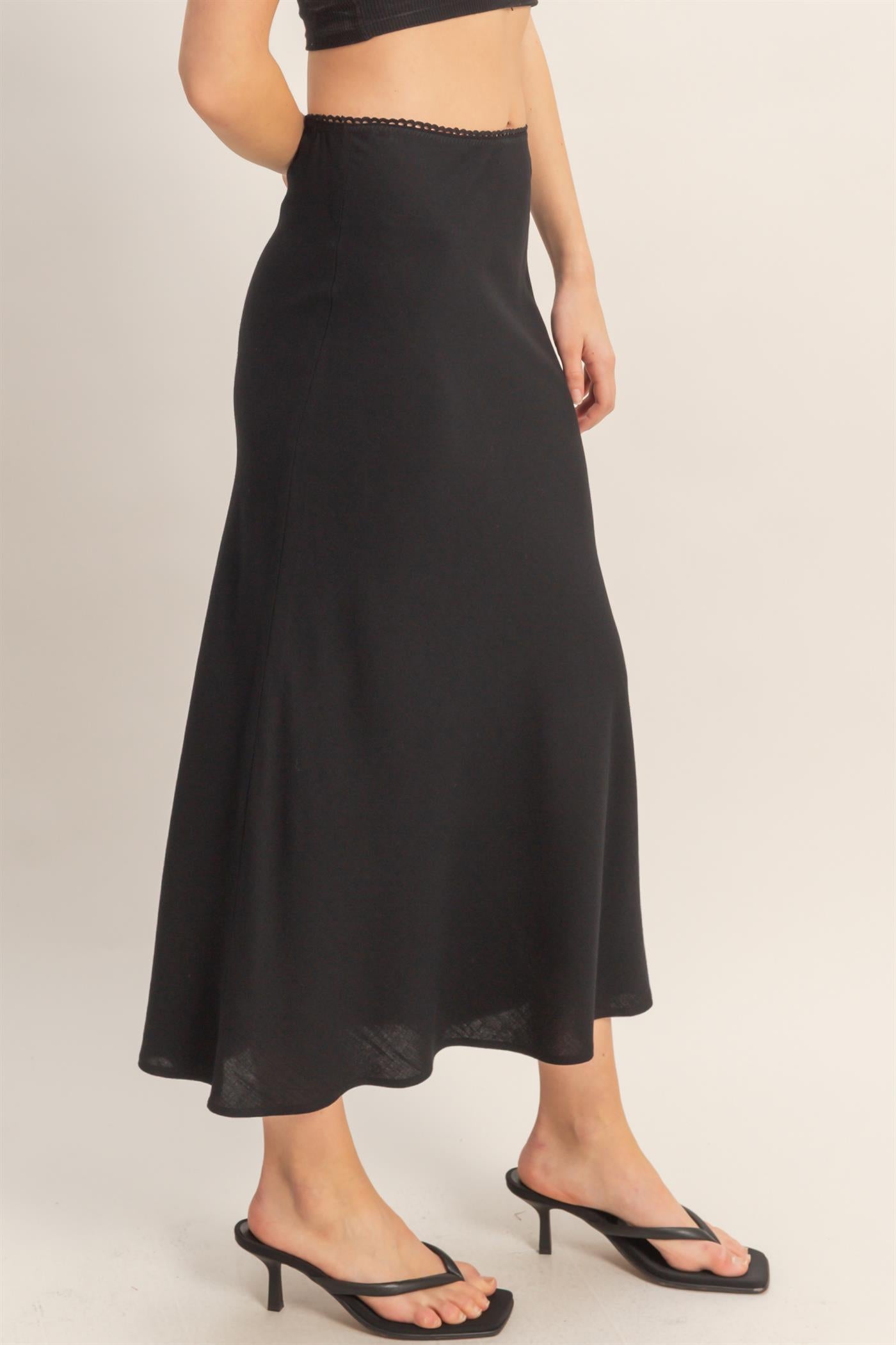 Wholesale Maxi Skirt With Elastic Waistband Skirts HF26A473-D BLACK HYFVE