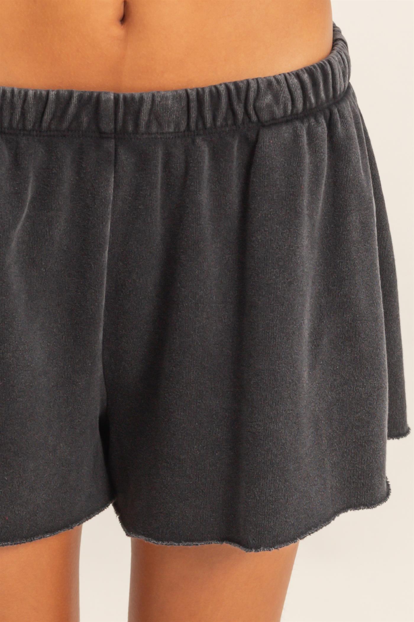 Wholesale Mineral Wash French Terry Shorts Shorts DZ26C040 BLACK DOUBLE ZERO