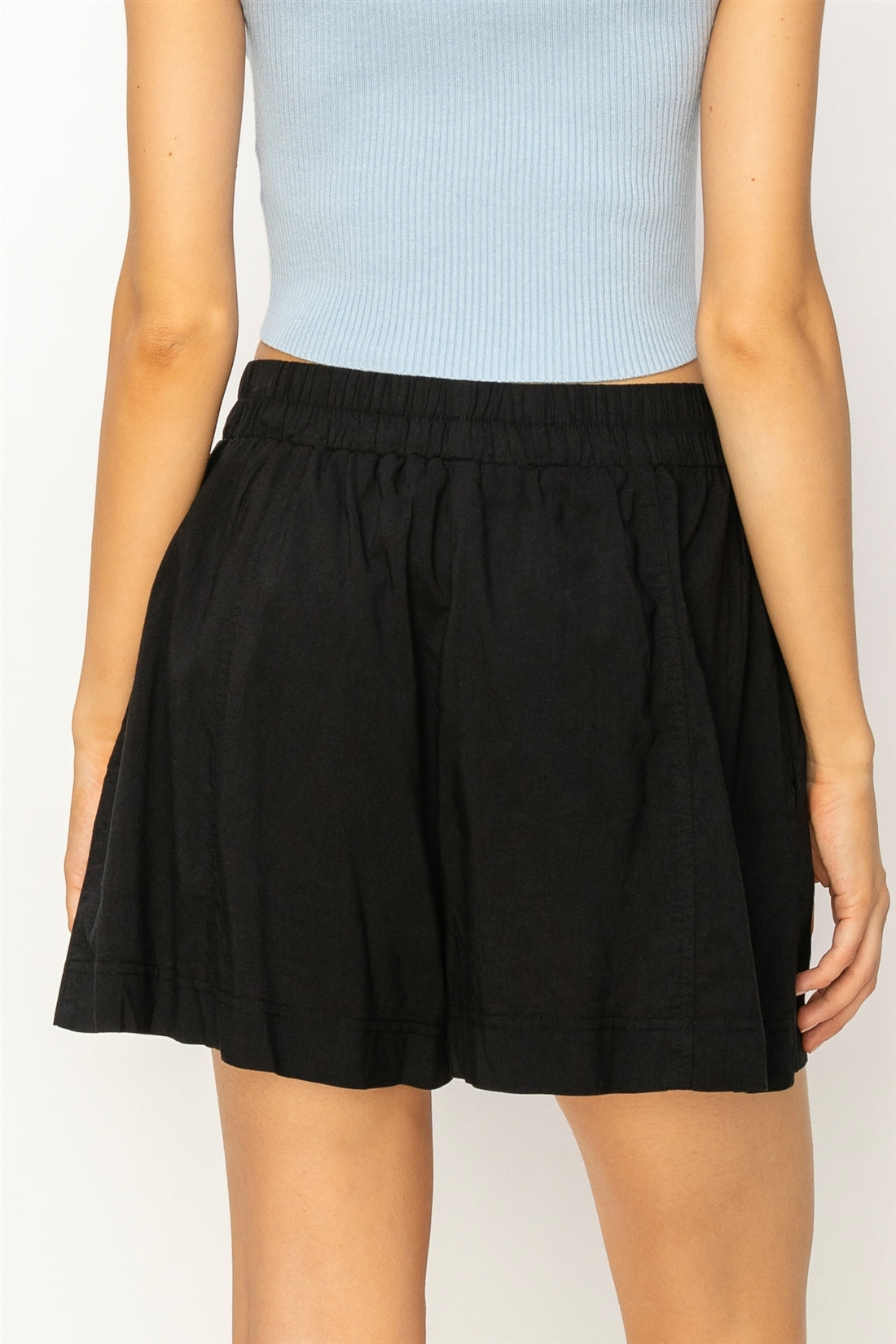 Wholesale Seam Detail High Waist Shorts Shorts DZ24A421 BLACK DOUBLE ZERO