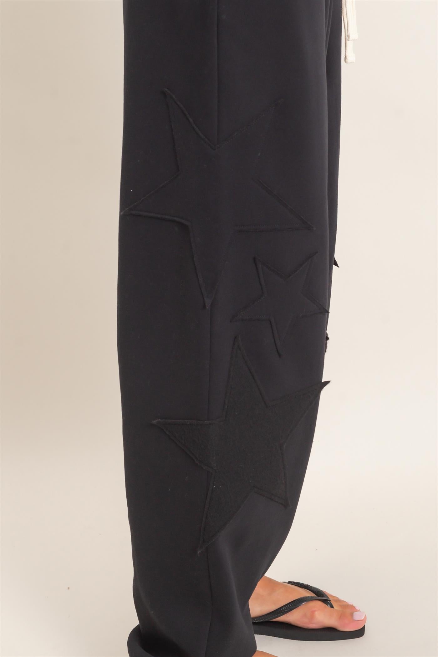 Wholesale Star Patch Jogger Pants Joggers DZ26E889 BLACK DOUBLE ZERO