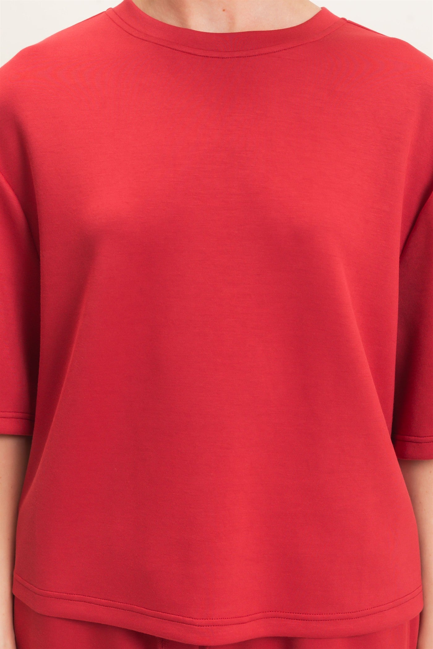 Wholesale Loose Fit Crew Neck Short Sleeve Top Clothing Tops DZ26C965 DARK RED DOUBLE ZERO