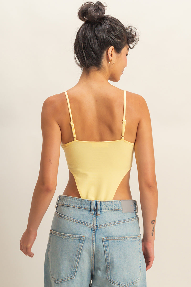 Wholesale Cami High-Cut Bodysuit Clothing Tops DZ22E147 BUTTER DOUBLE ZERO