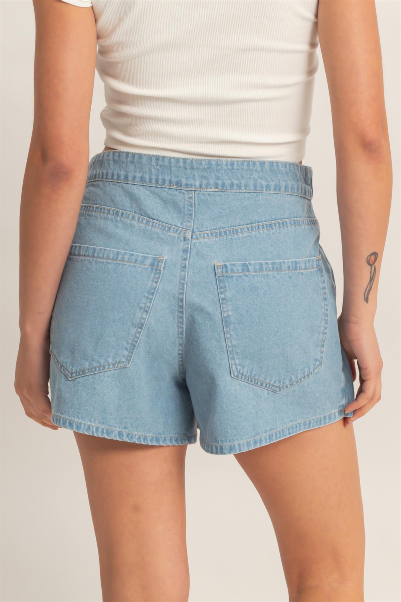 Wholesale Wrap Front Denim Skort Skorts DZ26A811 LIGHT BLUE DOUBLE ZERO