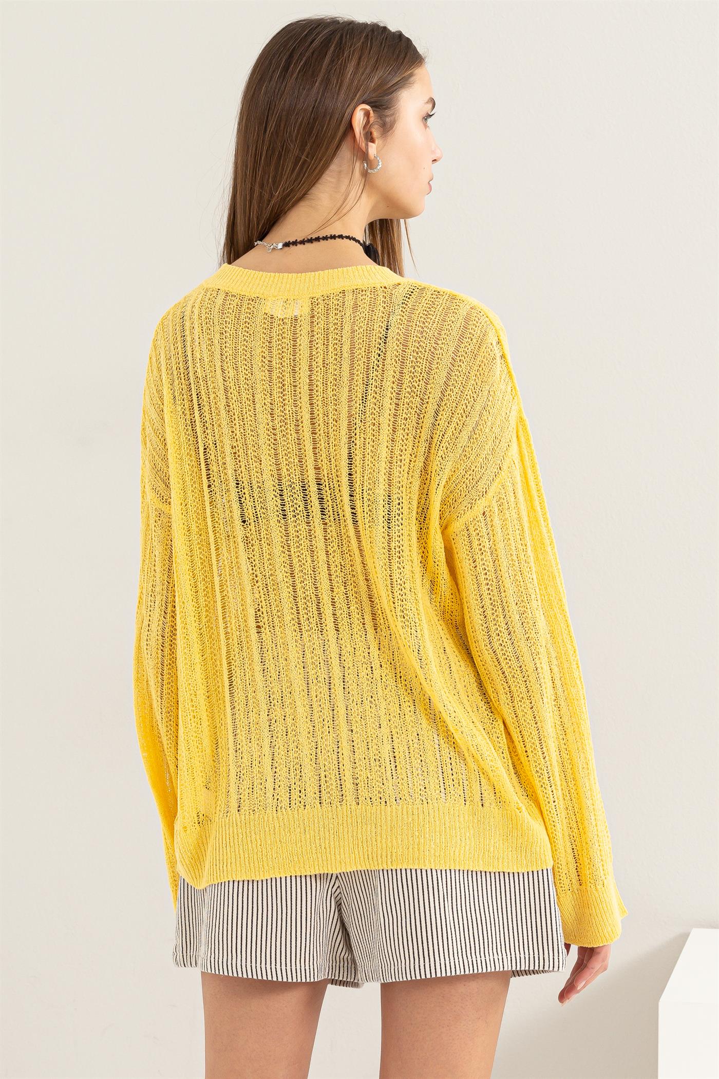 Wholesale Drop Shoulder Sweater Clothing Tops DZ24A477-D PINEAPPLE DOUBLE ZERO