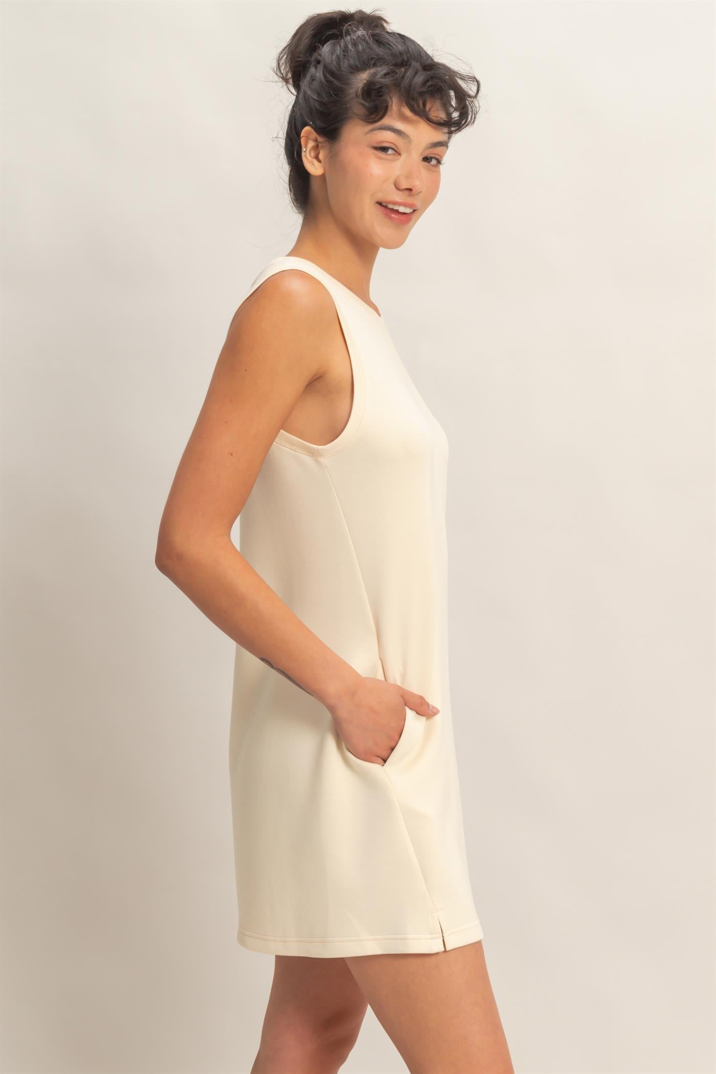 Wholesale Crew Neck Tank Mini Dress Dresses DZ26C702 ALPACA DOUBLE ZERO