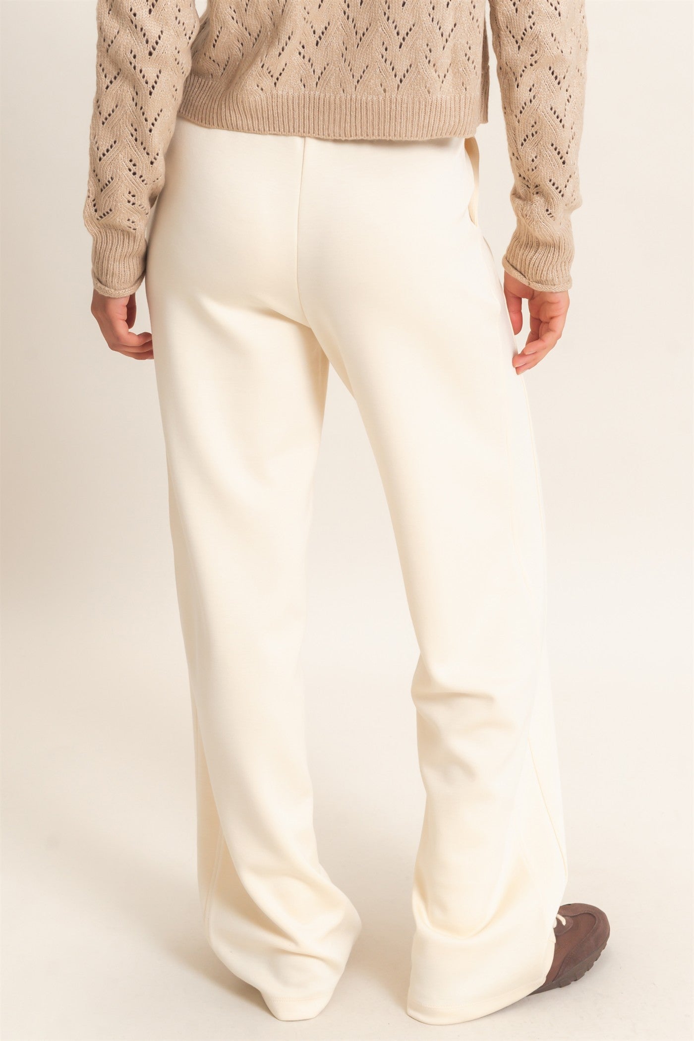 Wholesale Elastic Waist Straight Leg Pants Pants DZ26C969 ALPACA DOUBLE ZERO