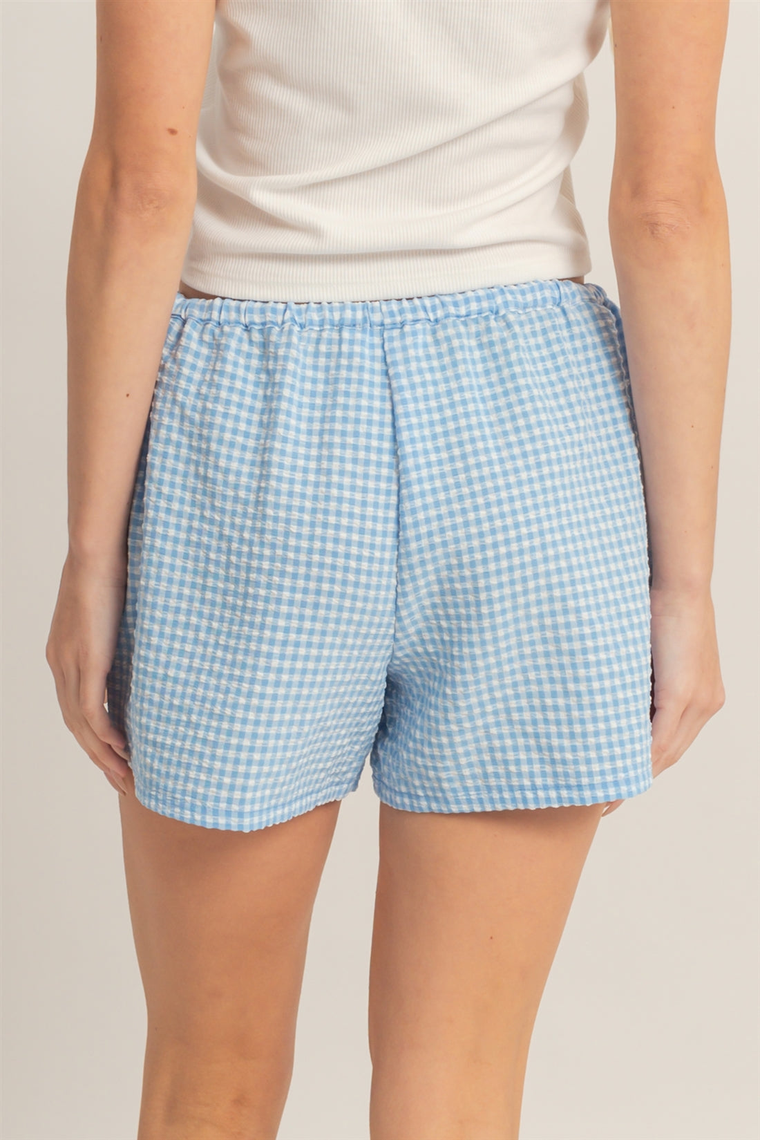 Wholesale Gingham Relaxed Fit Shorts Shorts DZ26A929 BLUE DOUBLE ZERO