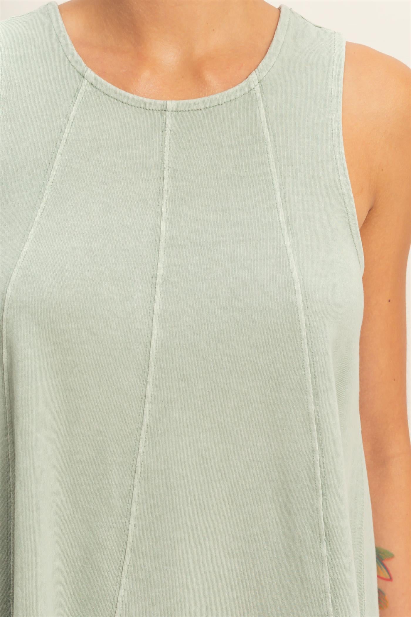 Wholesale Sleeveless Round Neck Top & Shorts Set Clothing DZ26C730-SET SAGE GREEN DOUBLE ZERO