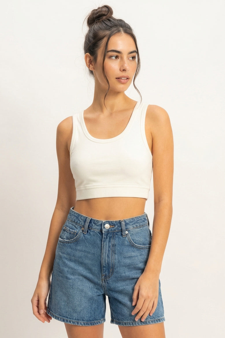 Wholesale Cropped Tank Top Clothing Tops DZ22E360 MARSHMALLOW DOUBLE ZERO