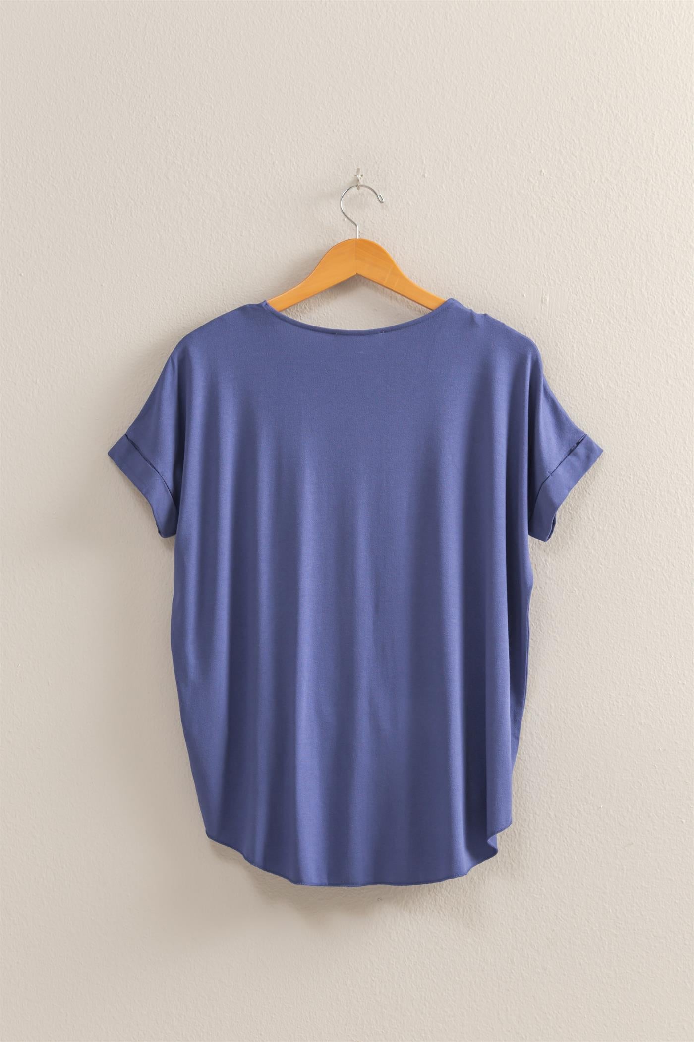 Wholesale Short Sleeve Surplice Top Clothing Tops DZ25E289 DUSTY INDIGO DOUBLE ZERO