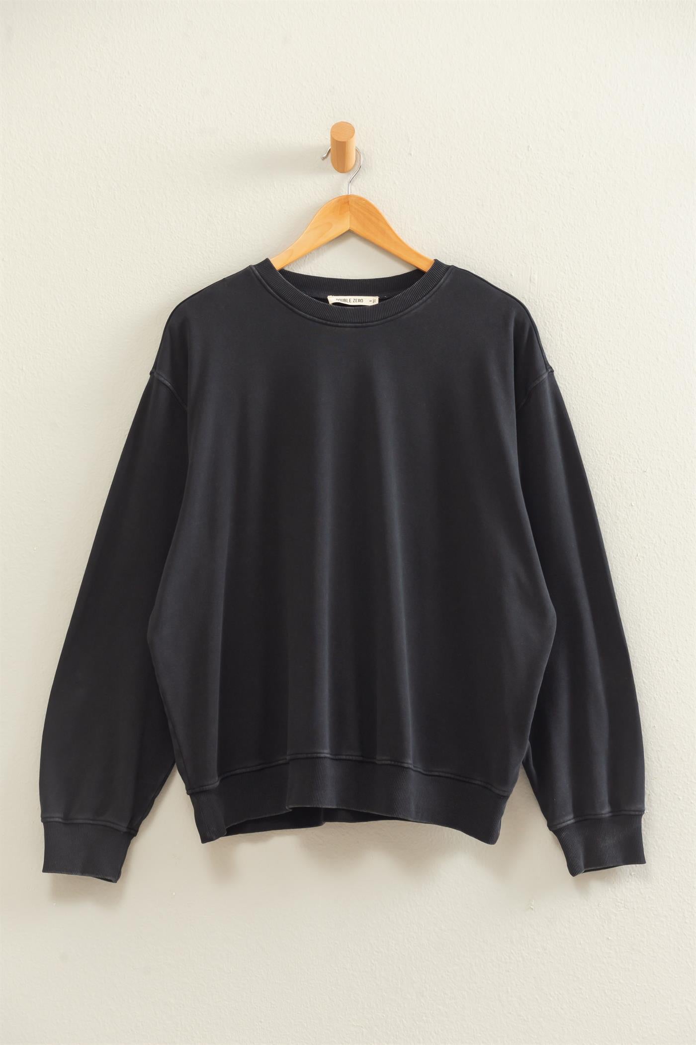 Wholesale Mineral Wash Crew Neck Sweatshirt Sweatshirts DZ26E990 BLACK DOUBLE ZERO