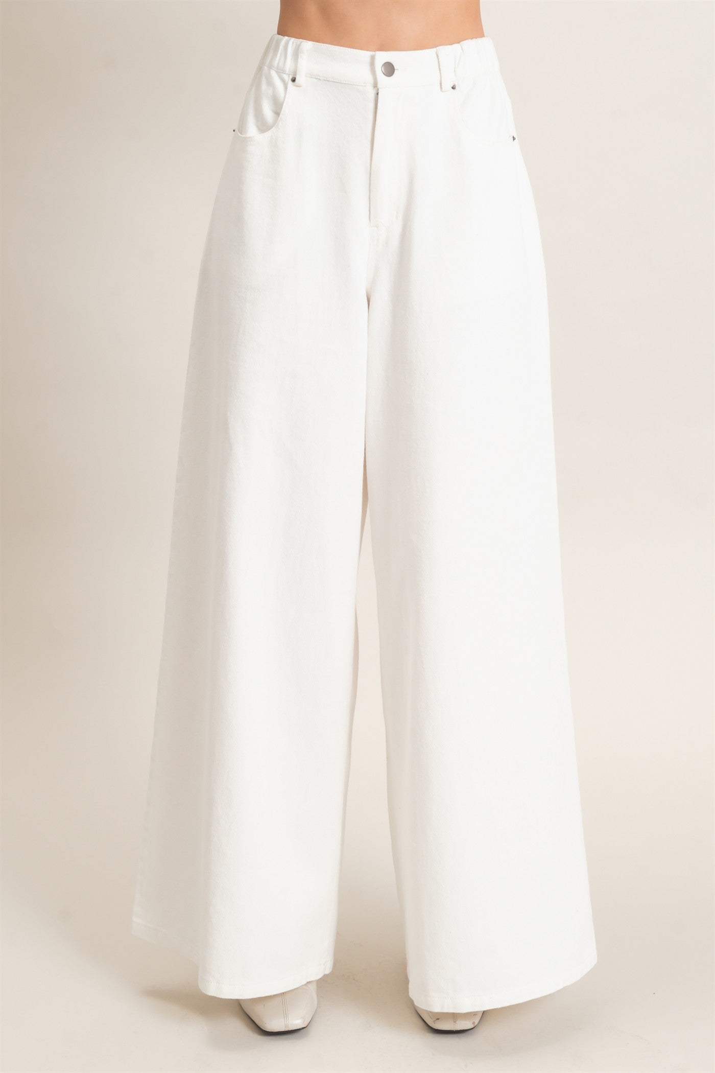 Wholesale Wide-Leg High-Rise Pants Pants HF26F222-D WHITE HYFVE