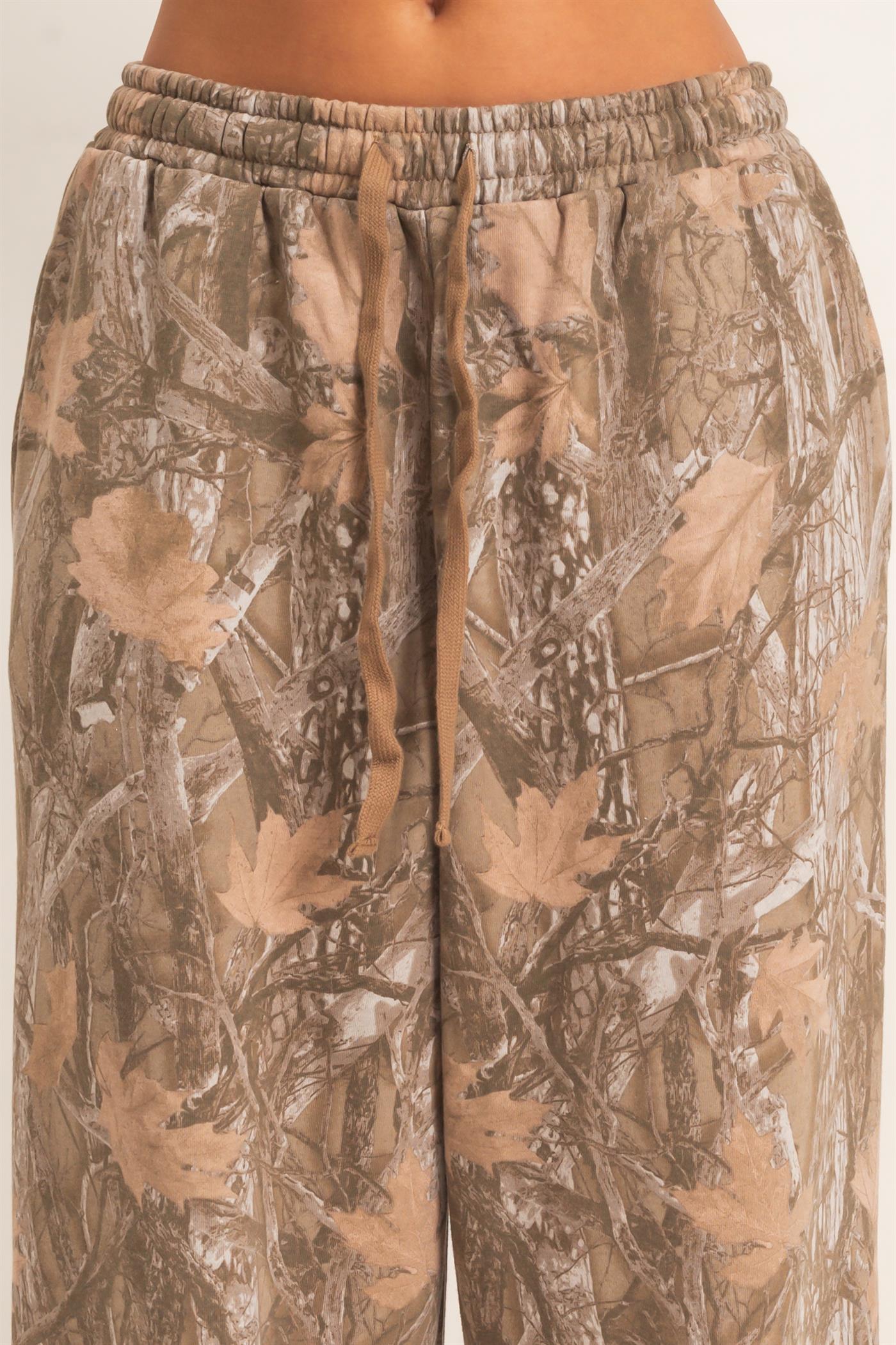 Wholesale Tree Camouflage Print Jogger Pants Pants DZ26E790 BROWN DOUBLE ZERO
