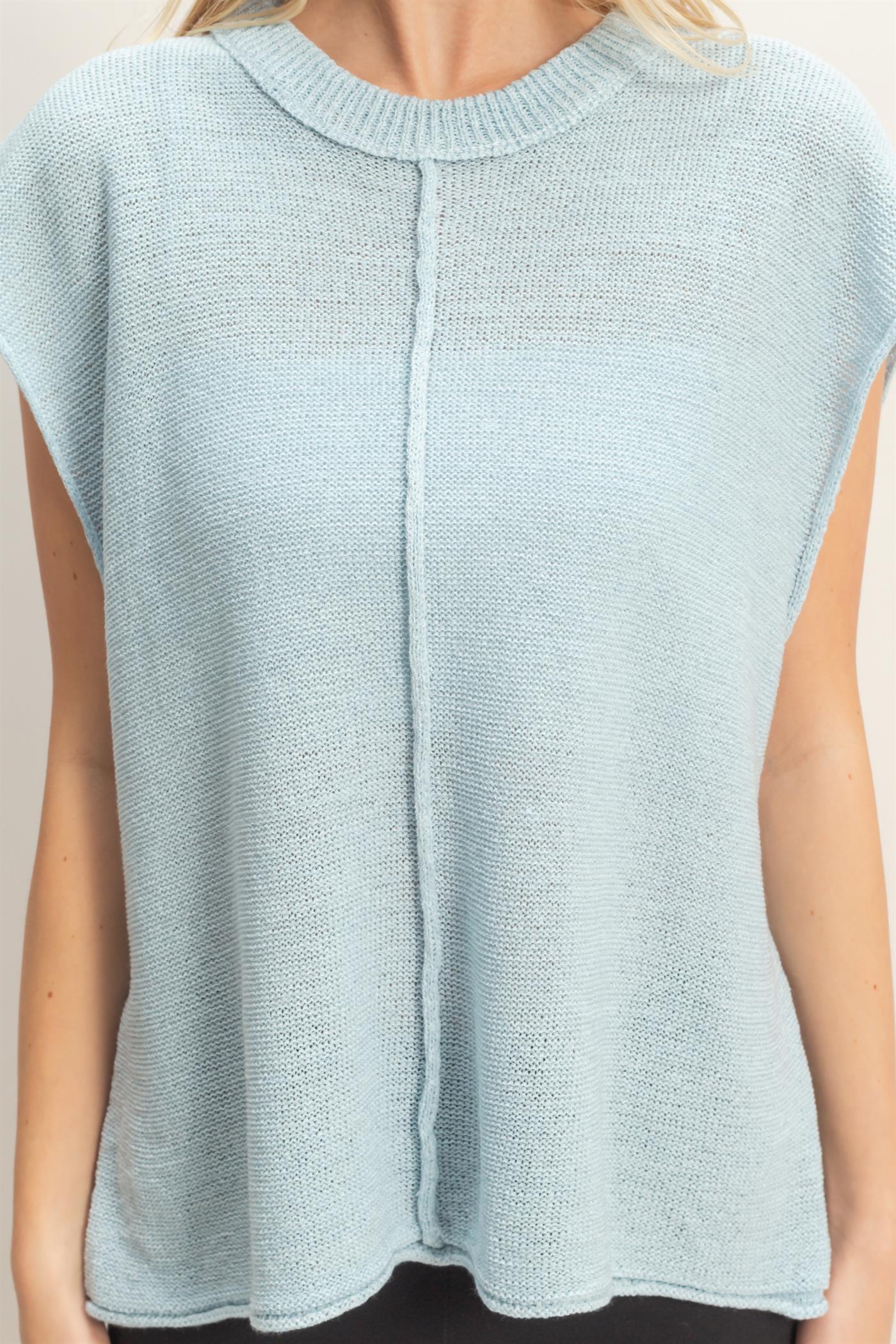 Wholesale Sleeveless Ribbed Knit Top Sweaters HF26A633 BLUE HYFVE