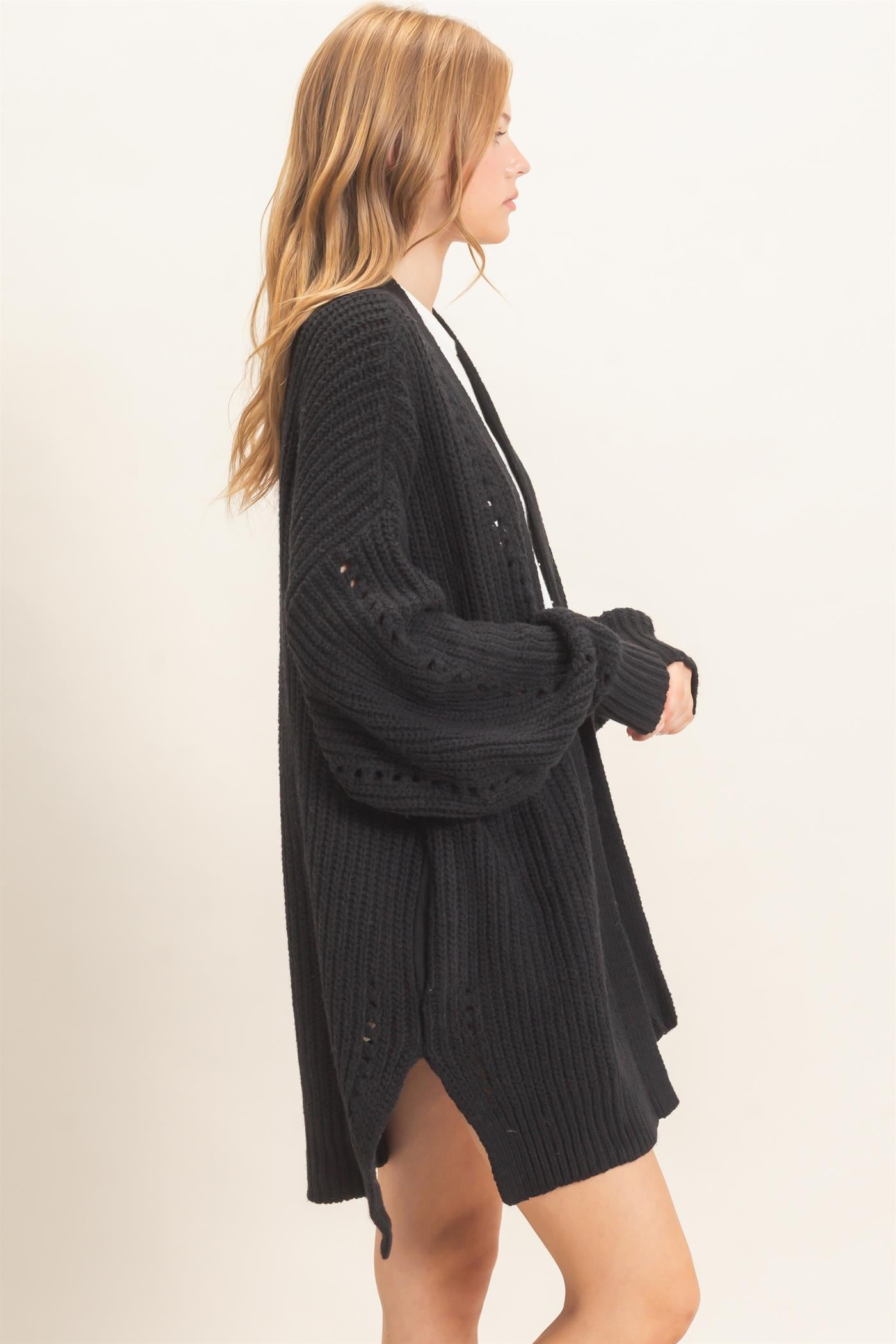 Wholesale Open-Front Cardigan Cardigans HF26C410 BLACK HYFVE