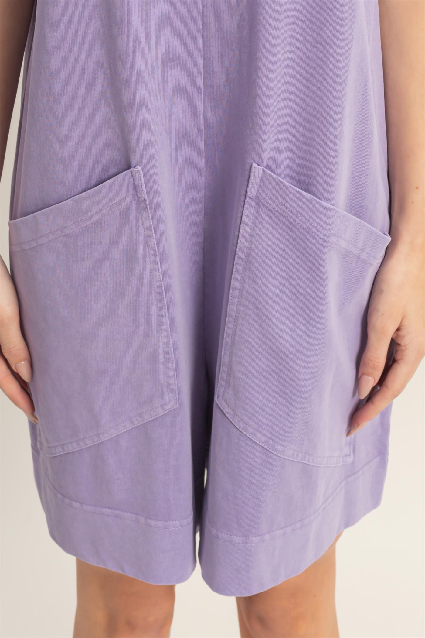 Wholesale Pocket Detail Sleeveless Romper Clothing DZ26A327 DUSTY PURPLE DOUBLE ZERO