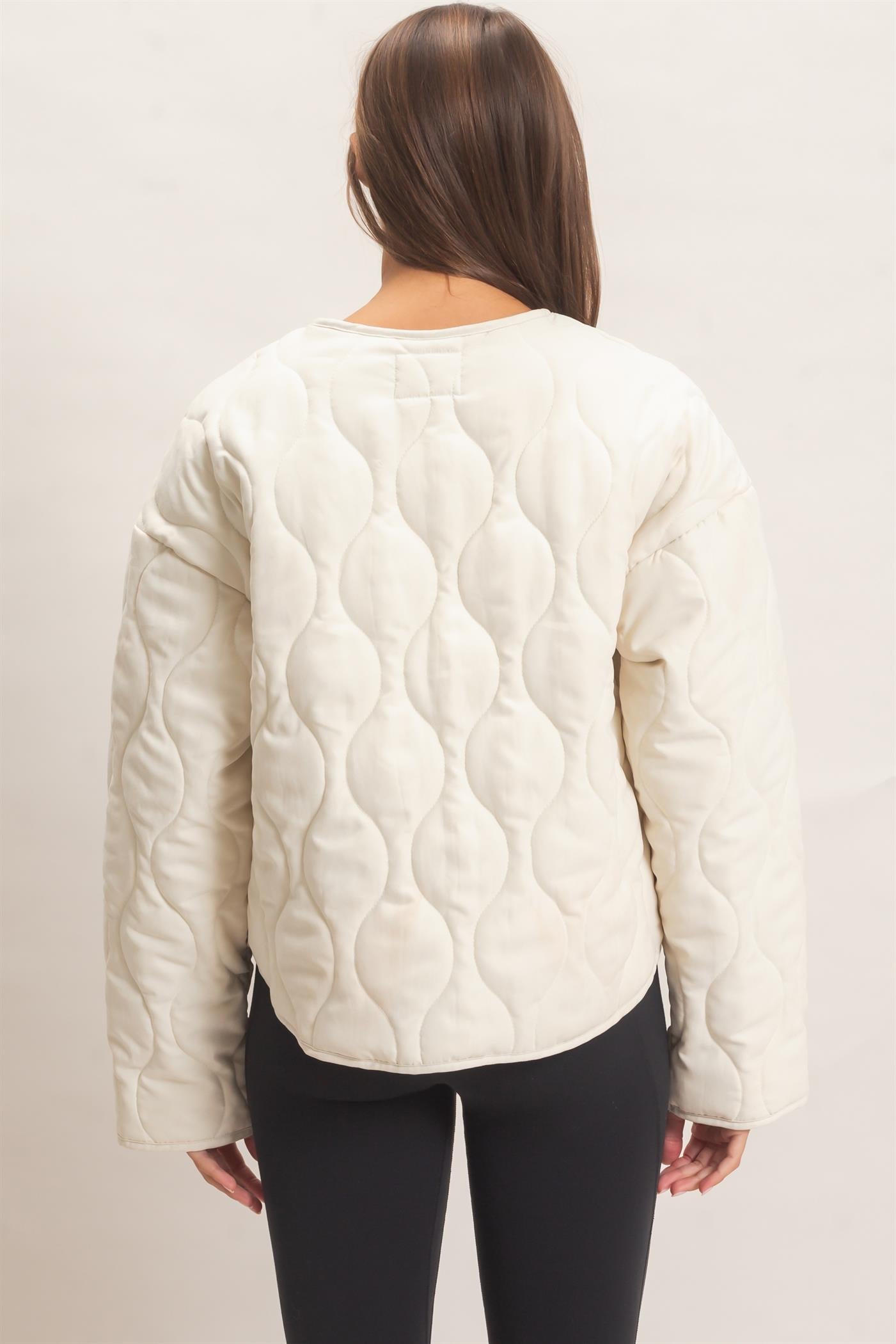 Wholesale Quilted Button Front Jacket Coats & Jackets DZ26F254 CREAM DOUBLE ZERO