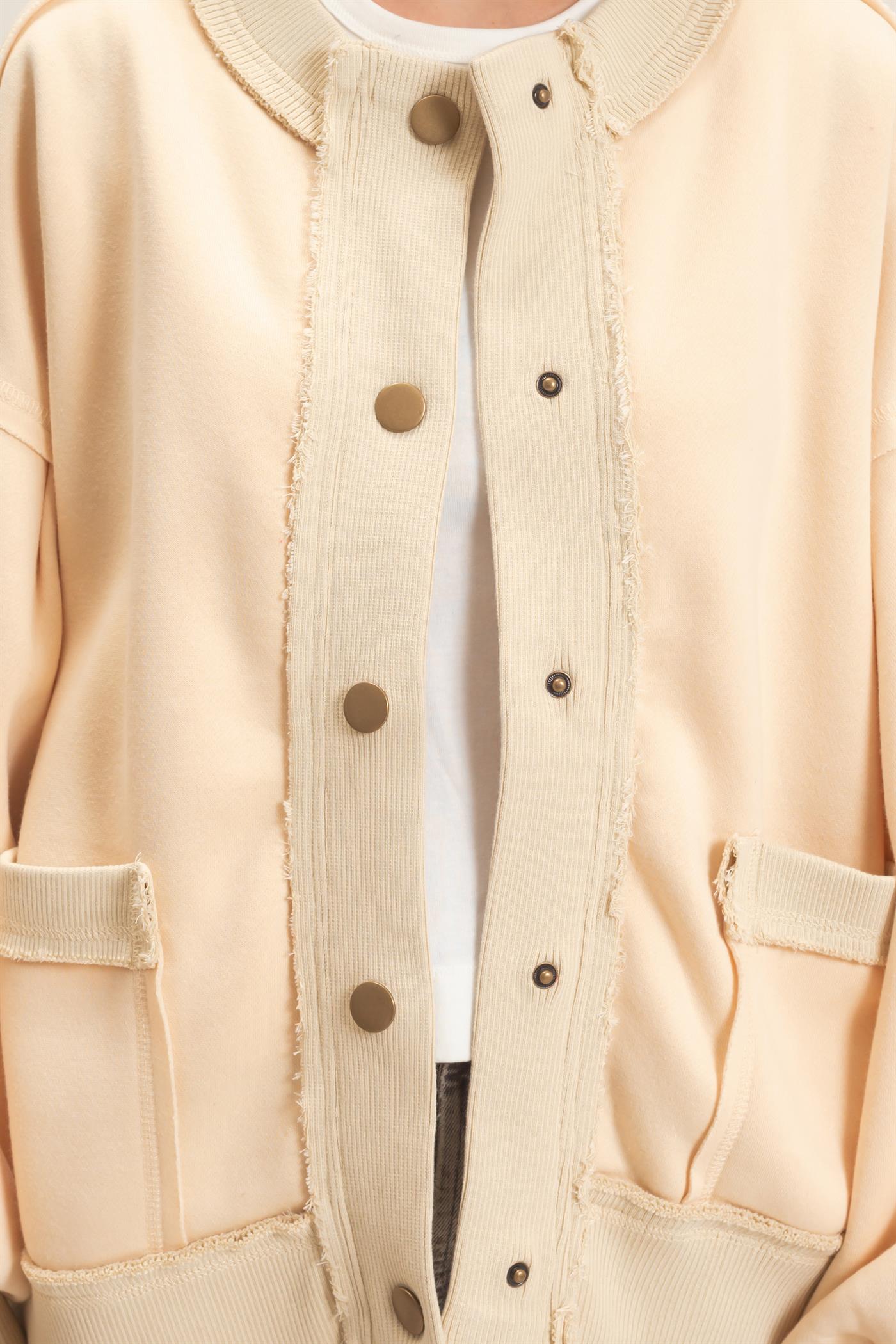 Wholesale Snap Front Jacket Coats & Jackets HF26E003 CREAM HYFVE