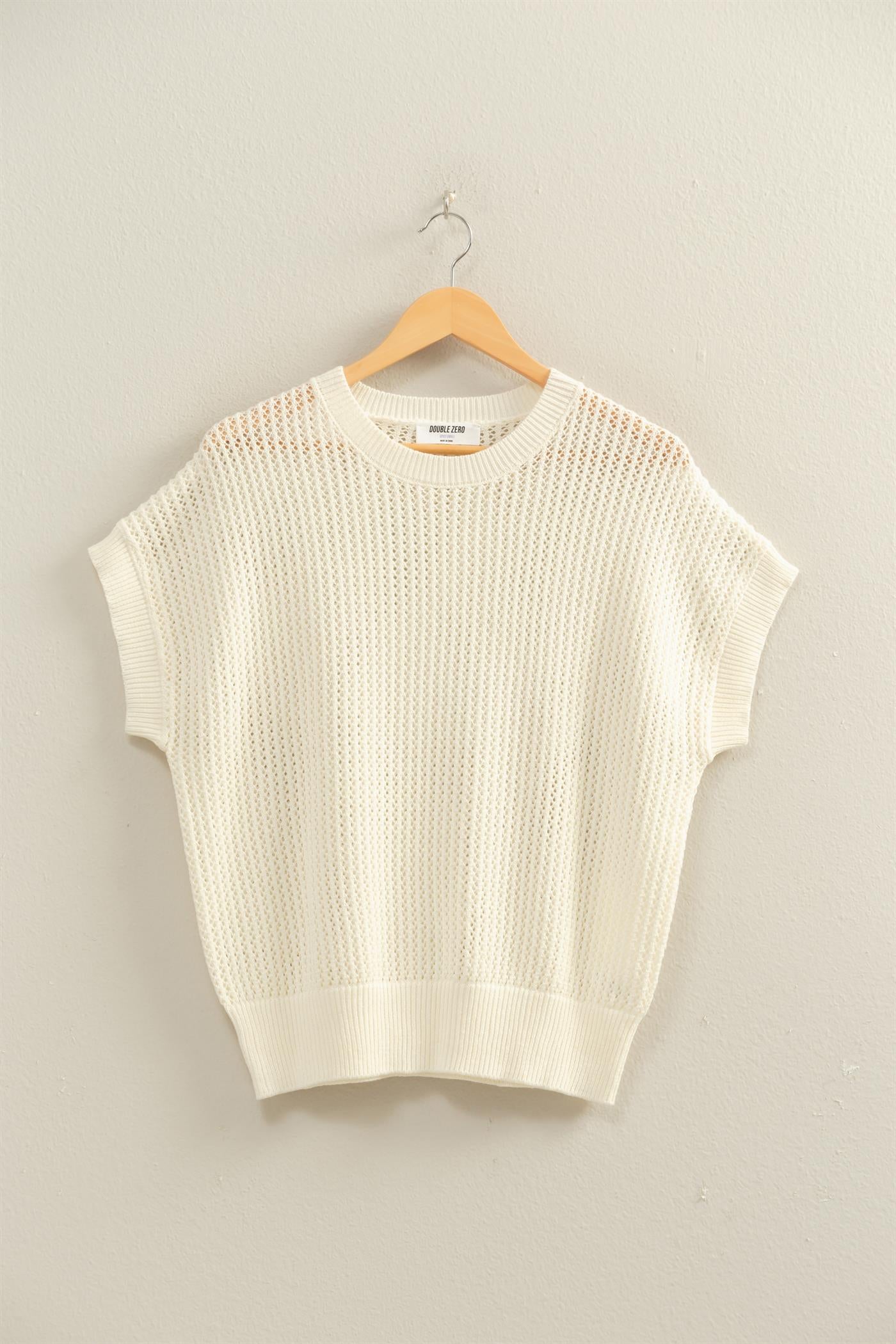 Wholesale Open-Knit Dolman Sleeve Top Clothing Tops DZ26A334 WHIP CREAM DOUBLE ZERO