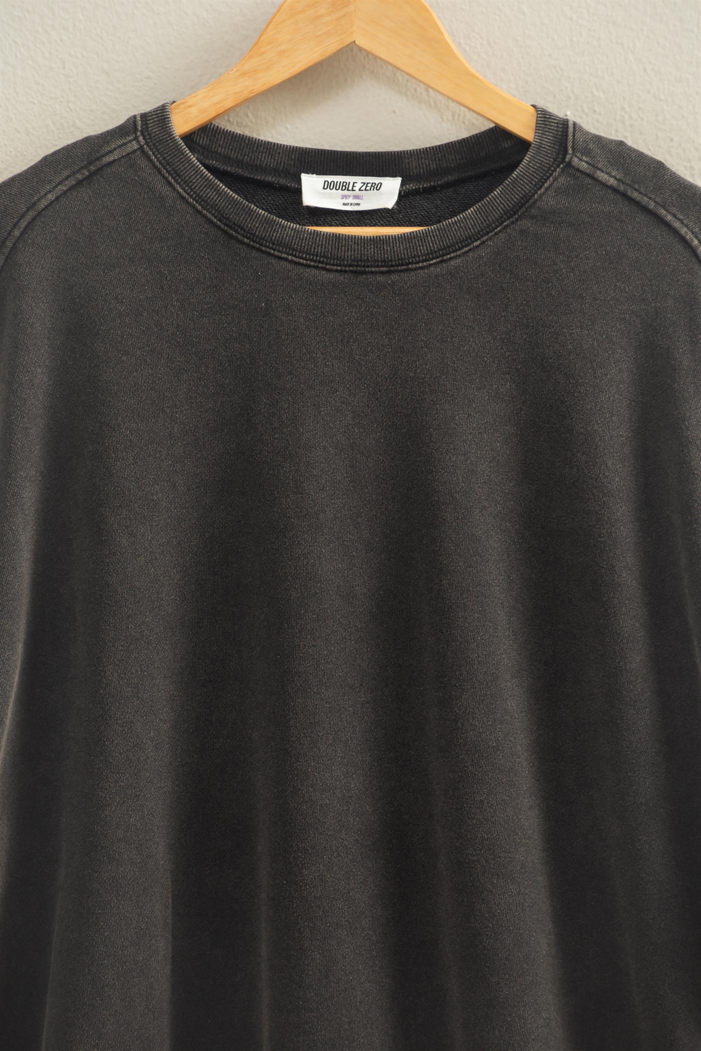 Wholesale Acid Wash Oversized Sweatshirt Sweatshirts DZ26A984 BLACK DOUBLE ZERO