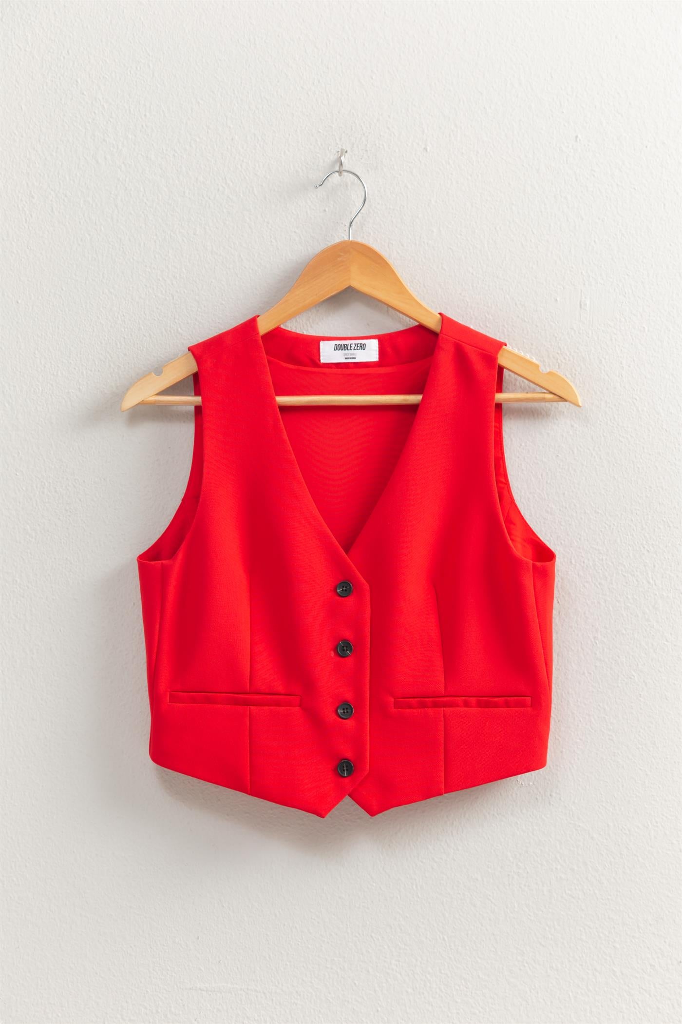 Wholesale Tailored Button-Down Vest Vests DZ25E126 RED DOUBLE ZERO