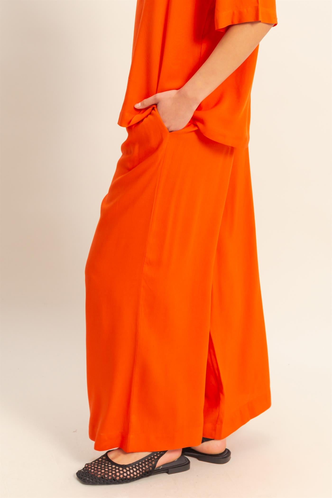 Wholesale High Waist Woven Wide Leg Pants Pants DZ25C192 TOMATO DOUBLE ZERO