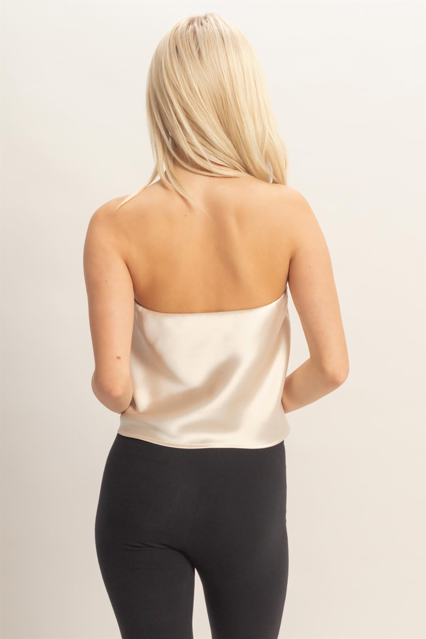 Wholesale Satin Strapless Tube Top Clothing Tops DZ26C398 ALPACA DOUBLE ZERO