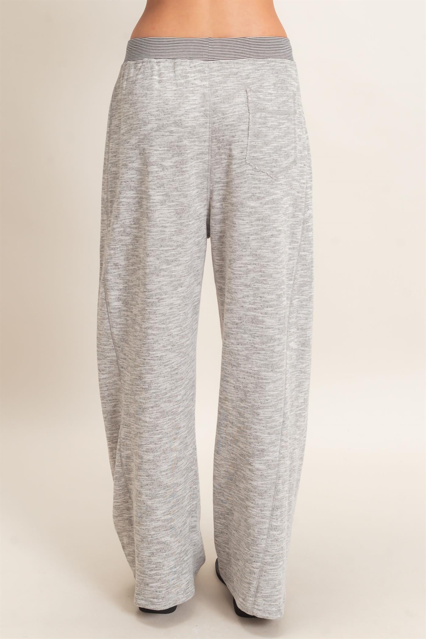 Wholesale Striped Waist Drawstring Pants Pants HF26E558 HEATHER GRAY HYFVE