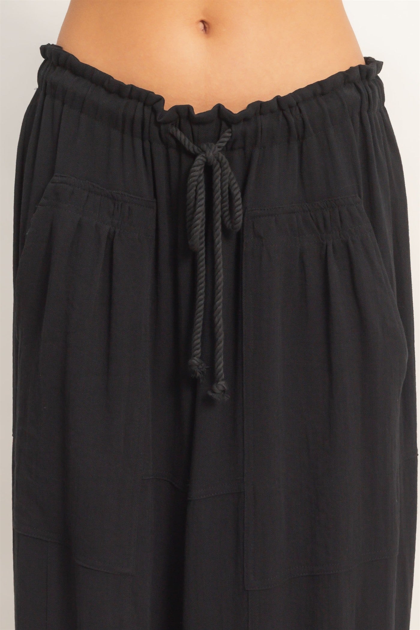 Wholesale Elastic Hem Drawstring Pants Pants HF26A905-D BLACK HYFVE