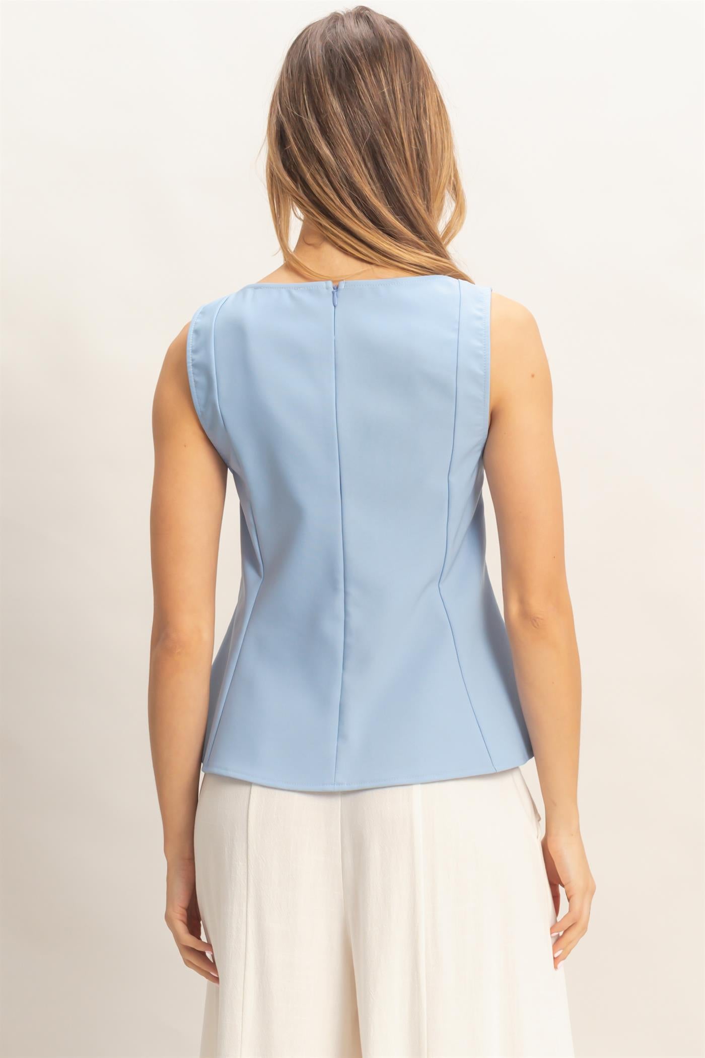 Wholesale Square Neck Flared Tank Top Clothing Tops HF26A216 BLUE HYFVE