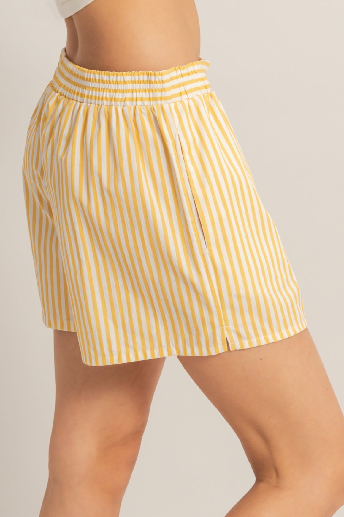 Wholesale Striped Elastic Waist Boxer Shorts Shorts DZ26C039 YELLOW DOUBLE ZERO