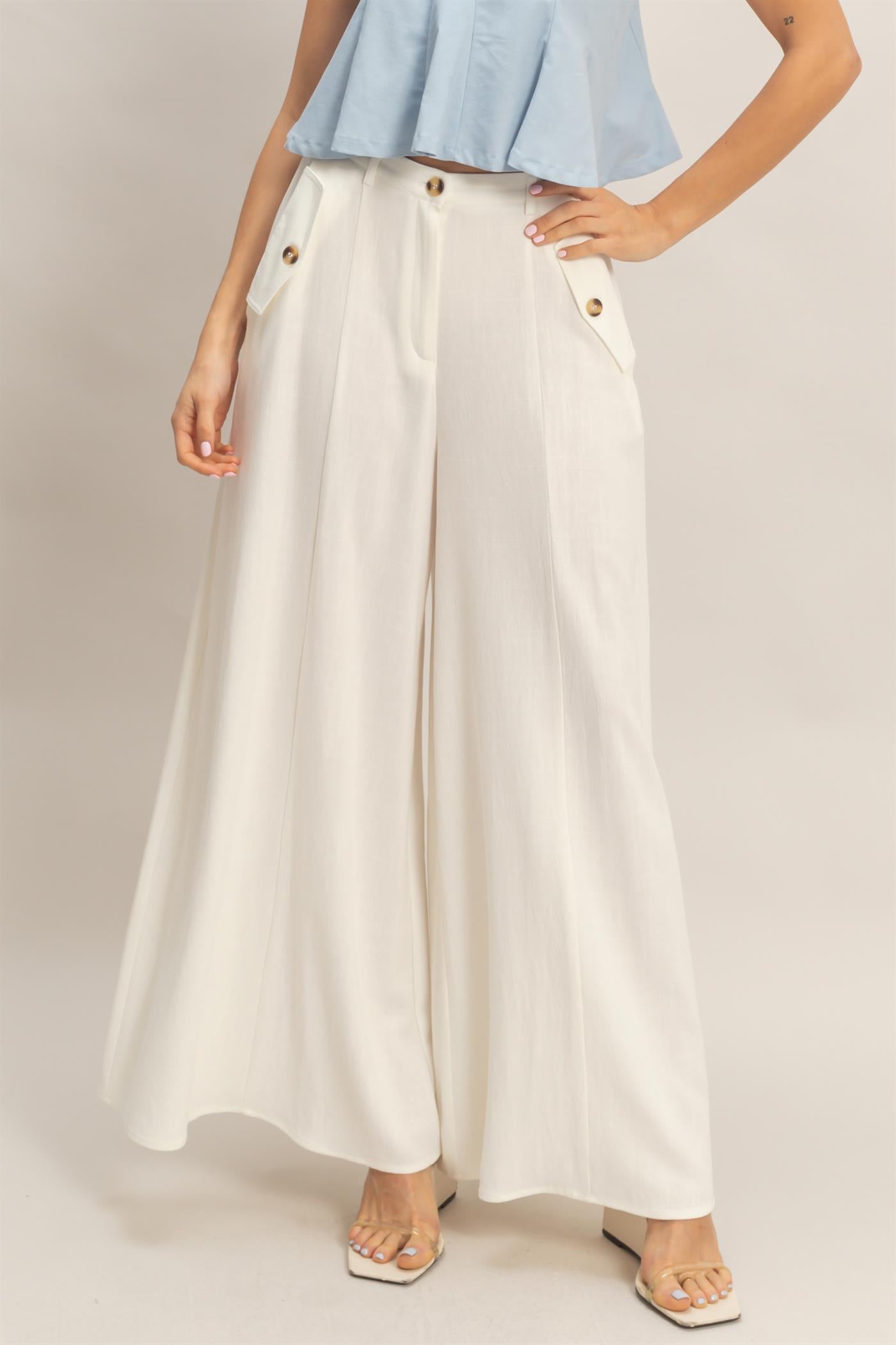 Wholesale Wide-Leg Flap Pocket Pants Pants HF26C302 OFF WHITE HYFVE