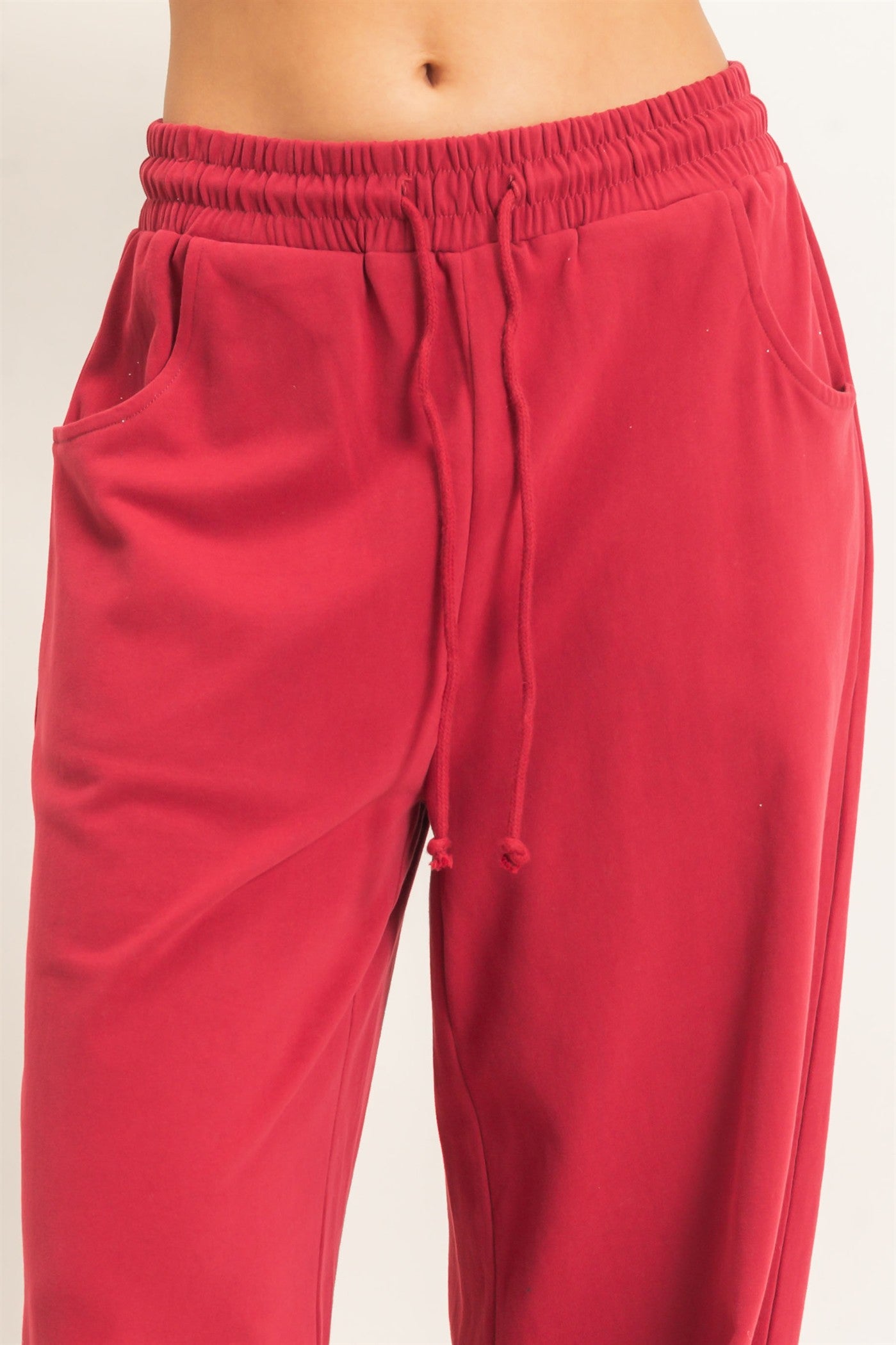 Wholesale Washed Barrel Sweatpants Pants DZ26E379 DARK RED DOUBLE ZERO