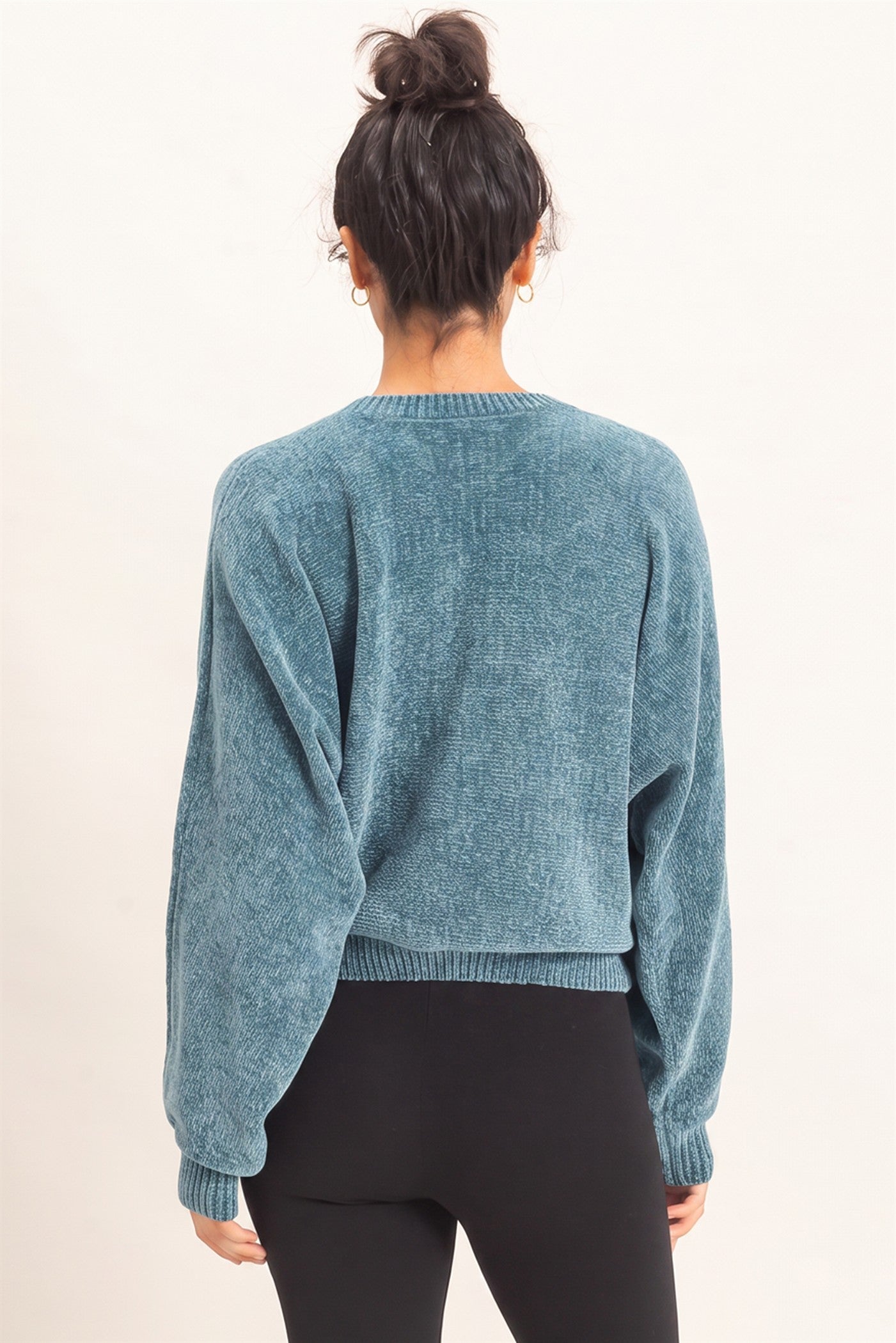 Wholesale Chenille Crew Neck Sweater Sweaters DZ26E264 DUSTY BLUE DOUBLE ZERO