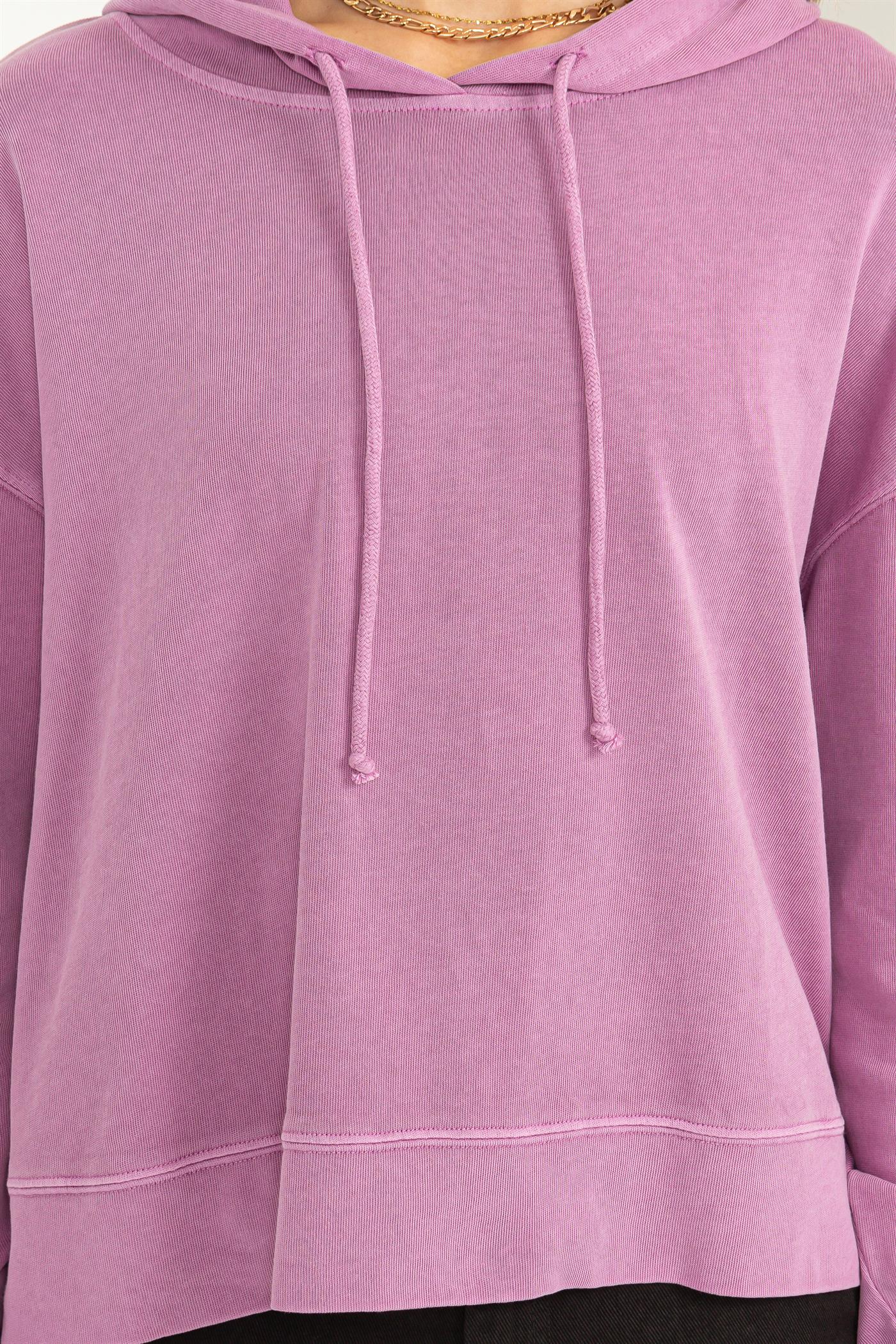 Wholesale Long Sleeve Drawstring Hoodie Clothing Tops DZ23E999 VINTAGE PLUM DOUBLE ZERO