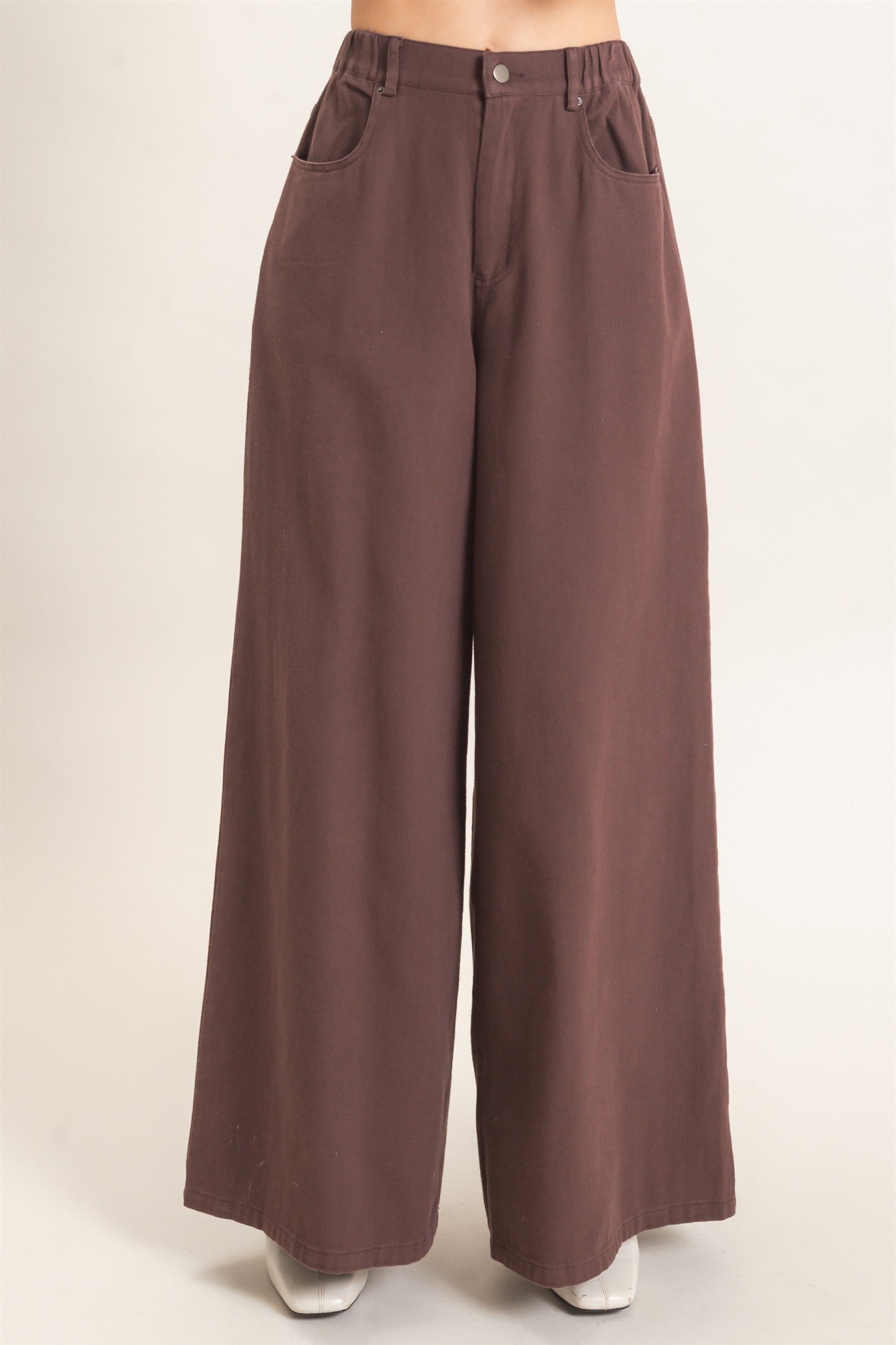 Wholesale Wide-Leg High-Rise Pants Pants HF26F222-D BROWN HYFVE