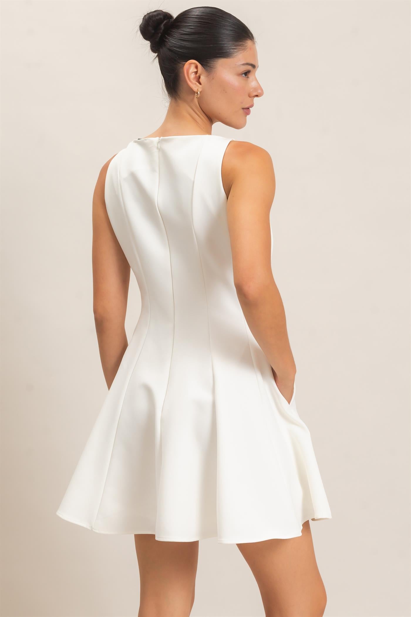 Wholesale Sleeveless Fit And Flare Dress Dresses HF26F217 WHITE HYFVE